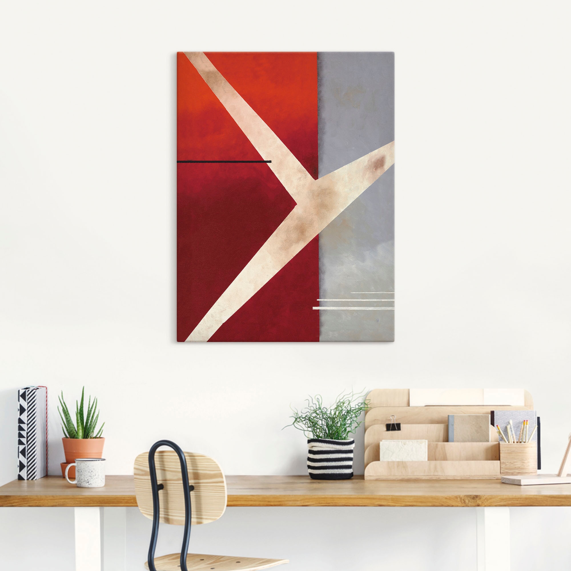 Artland Wandbild »Abstrakt in rot-grau«, Gegenstandslos, (1 St.), als Leinwandbild, Poster in verschied. Grössen