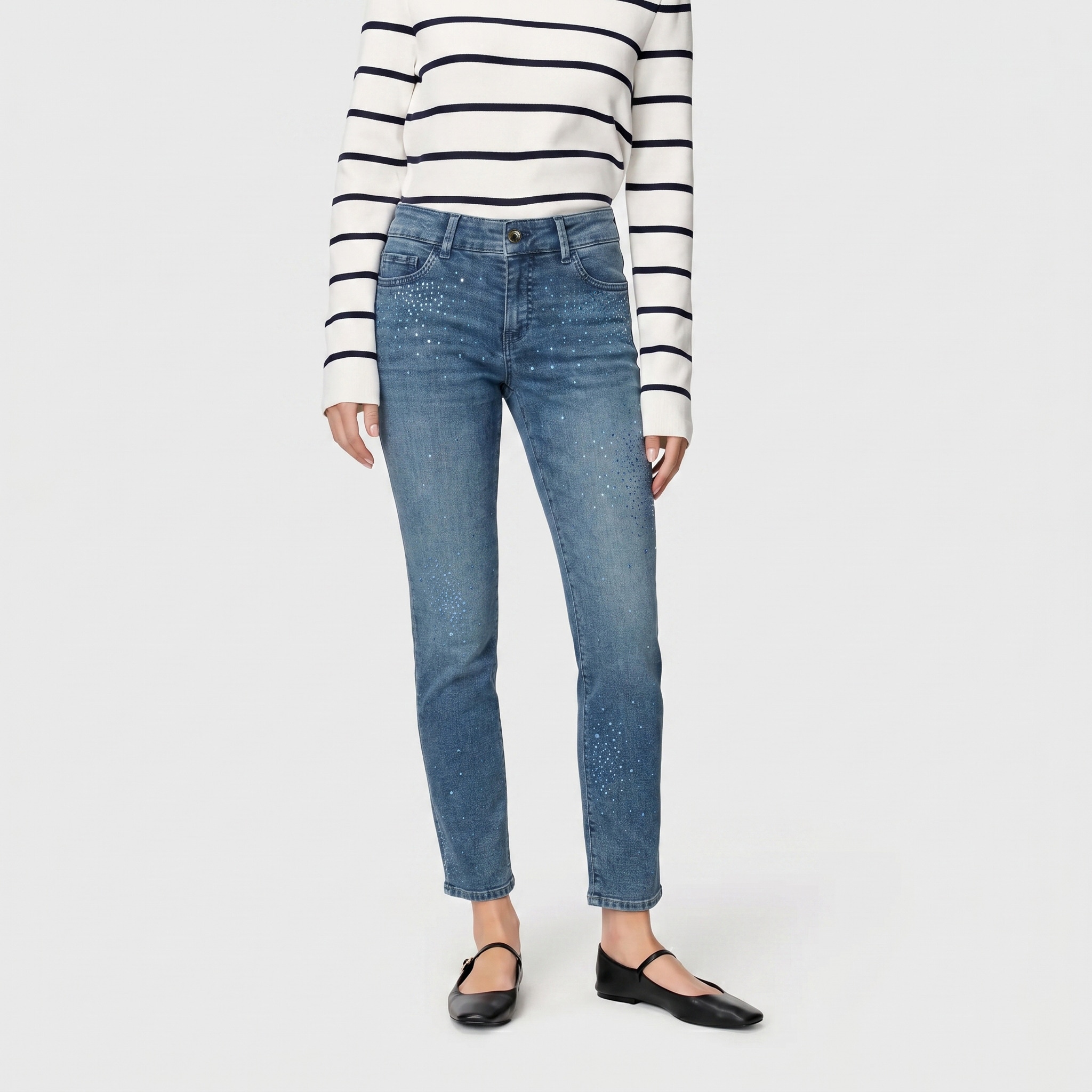 Image of MAC 7/8-Jeans "CARRIE straight glamour" mit Schmuckdetails