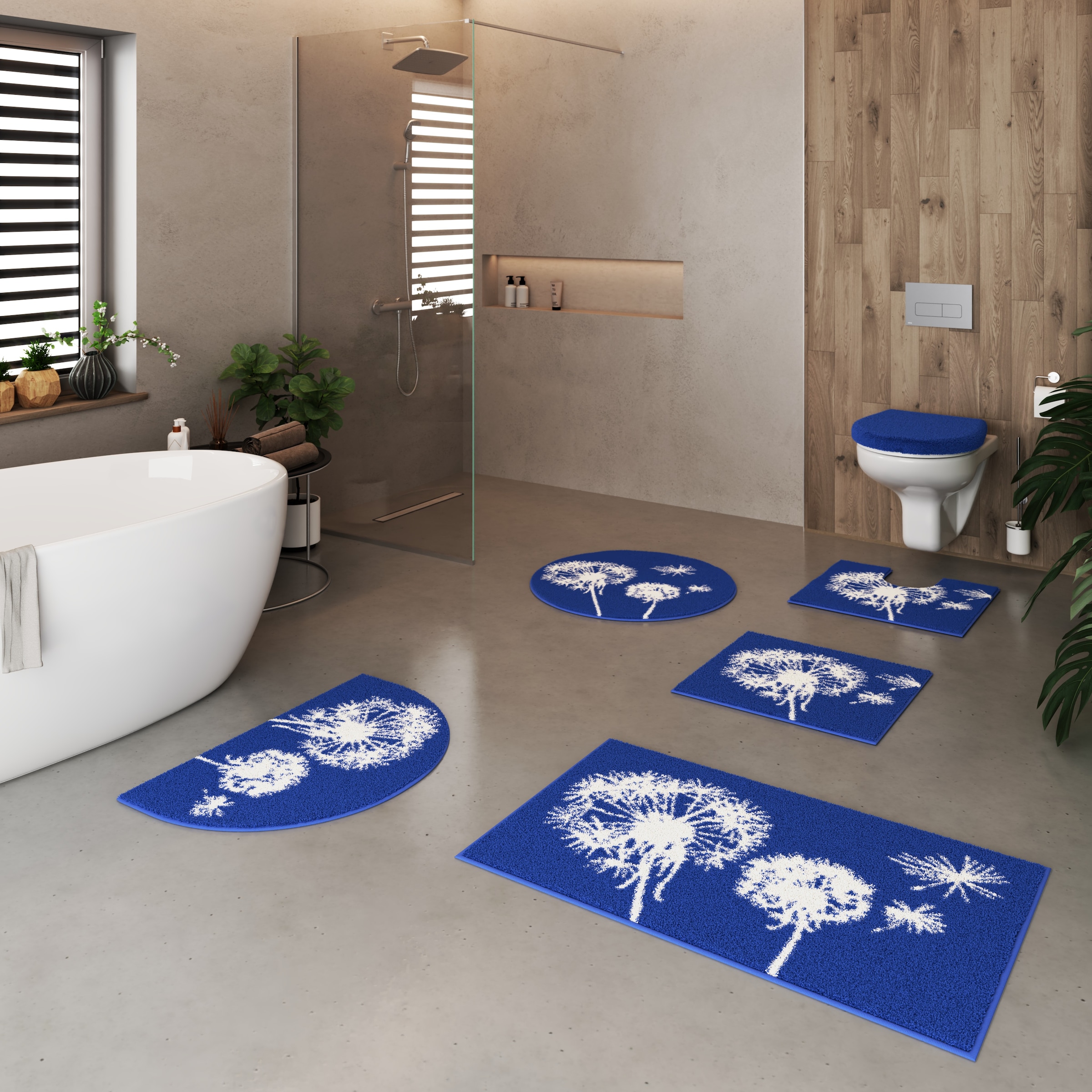 Grund Badematte »Pusteblume, Badvorleger, Badezimmer Teppich, sehr weich«, rutschhemmend beschichtet, schnell trocknend-fussbodenheizungsgeeignet, weiche Haptik, auch als 2-teiliges Set erhältlich, Made in Europe