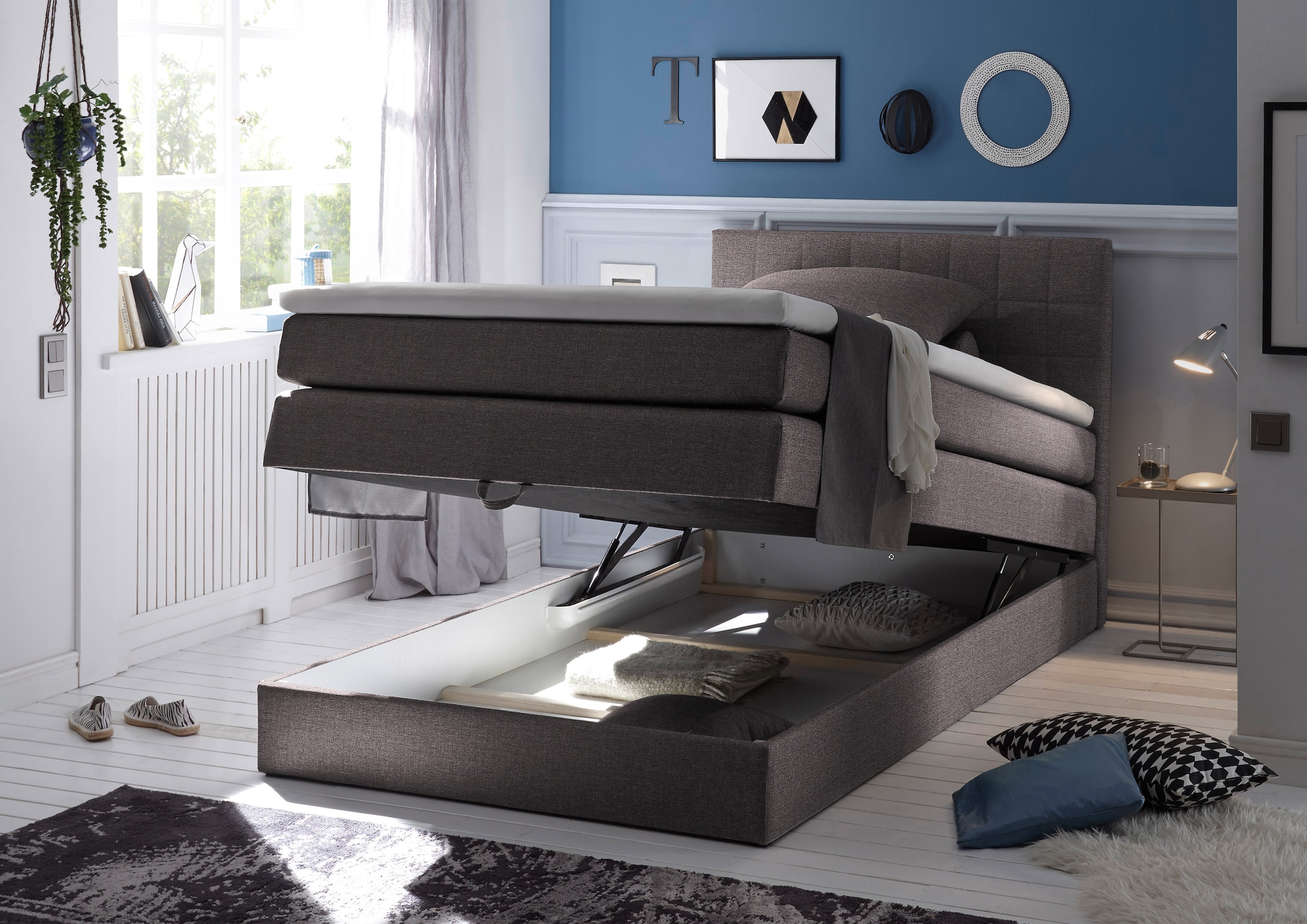 ED EXCITING DESIGN Boxspringbett »Hawaii« inkl. einem Bettkasten und Topper