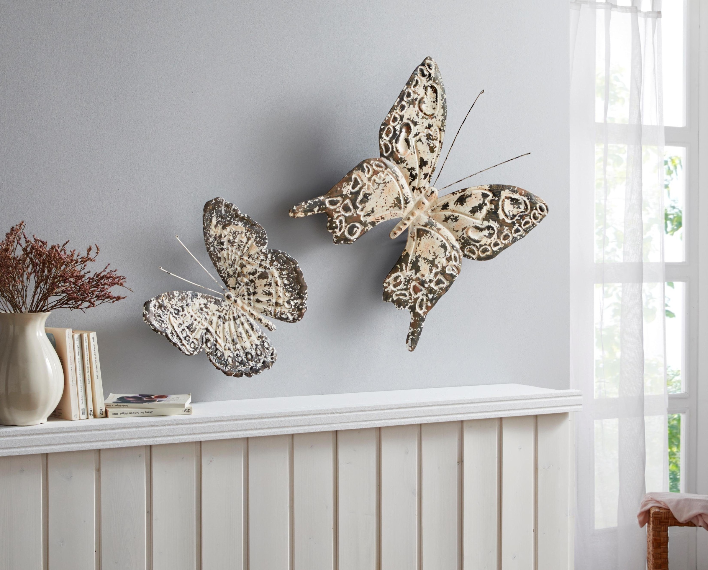 Home affaire Wanddekoobjekt »Wanddeko Metall sur Schmetterling, aus Découvrir Butterfly«, Vintage Wanddekoration