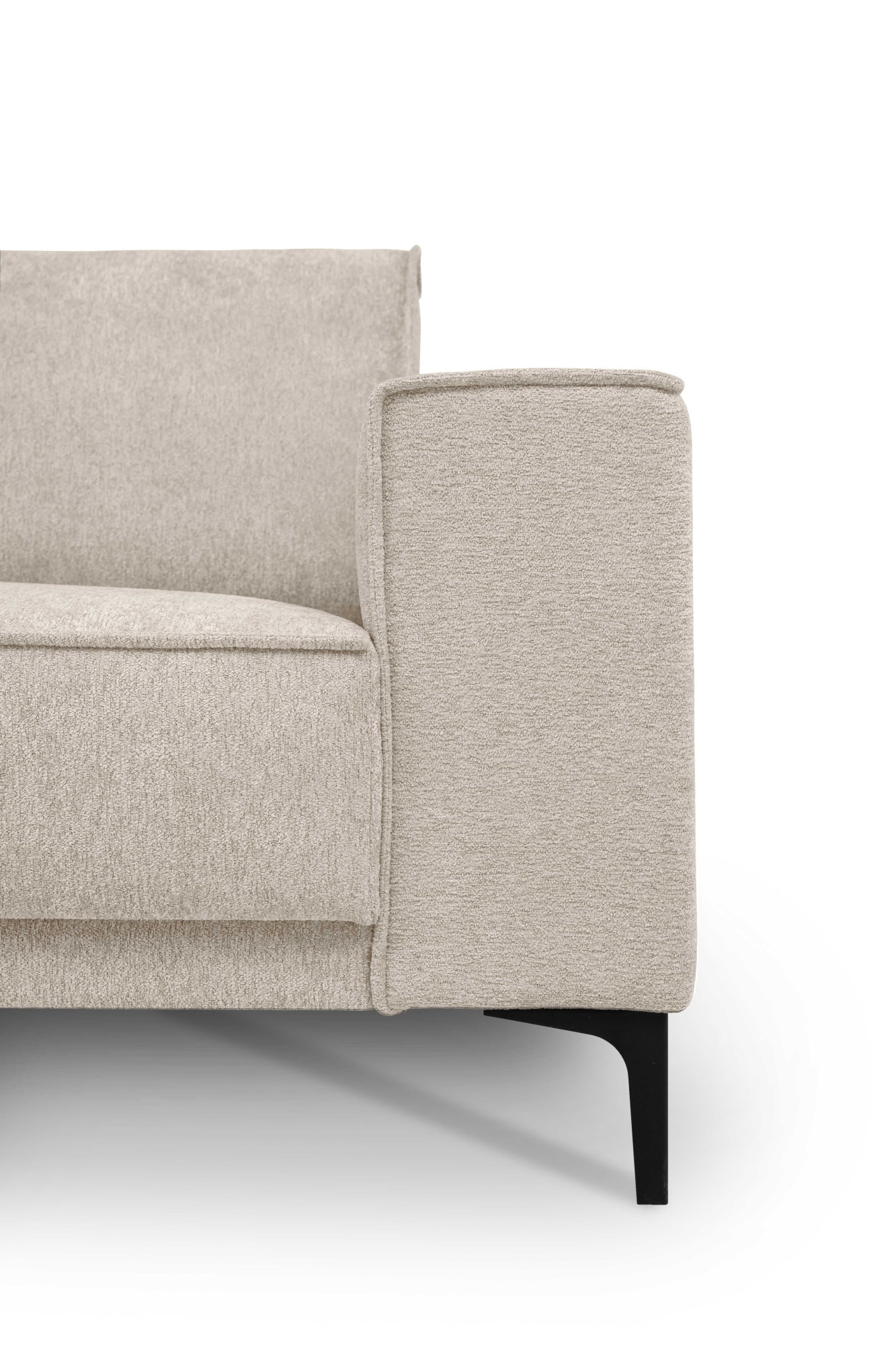 Places of Style Ecksofa »Polsterecke Oland, Struktur, Flachgewebe, Luxus-Microfaser, Boucle«, L-Form, 289 cm, Wellenunterfederung, Skandi-Design, Metallfüsse