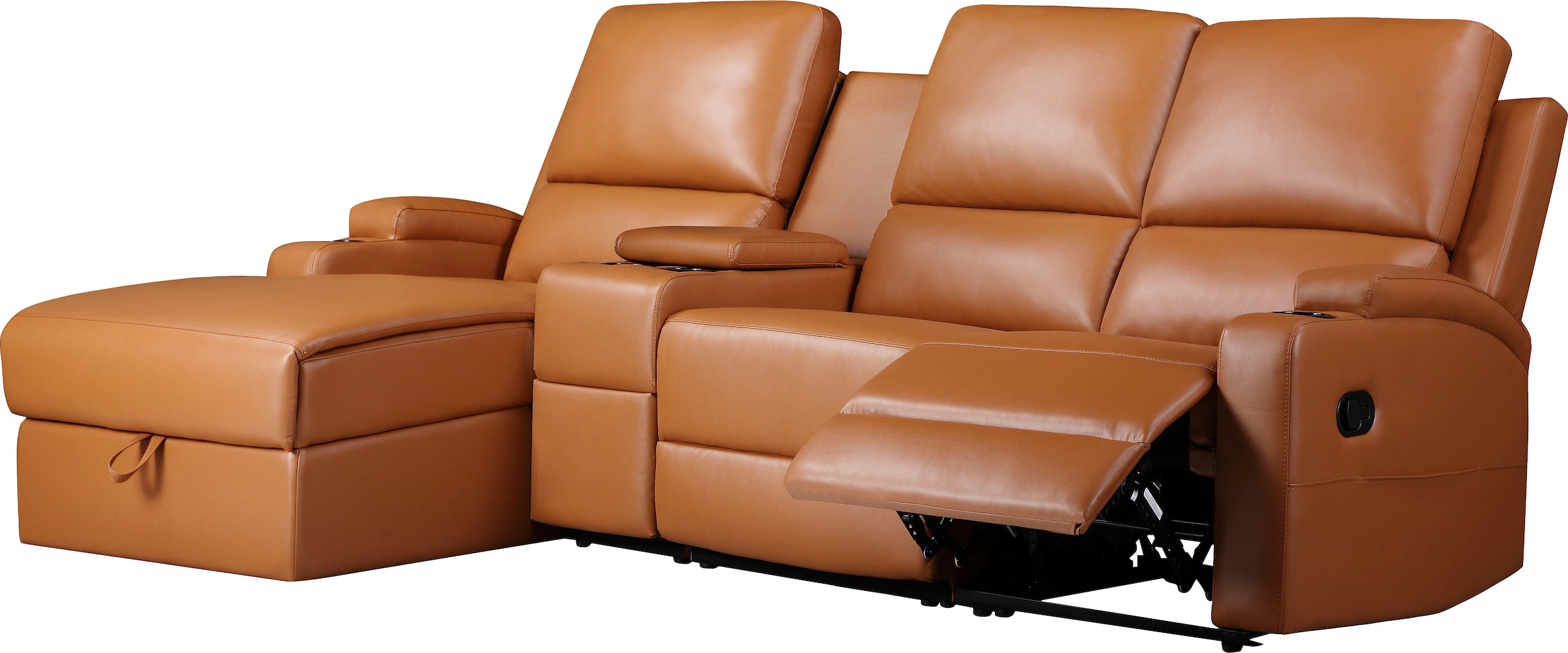 Home affaire Ecksofa »NAPORI Multimediasofa, 3er Kinosessel XXL, L-Form, 3 Bezugsstoffe«, Kinosofa mit Relaxfunktion, Getränkehalter, Staufach und Staukasten