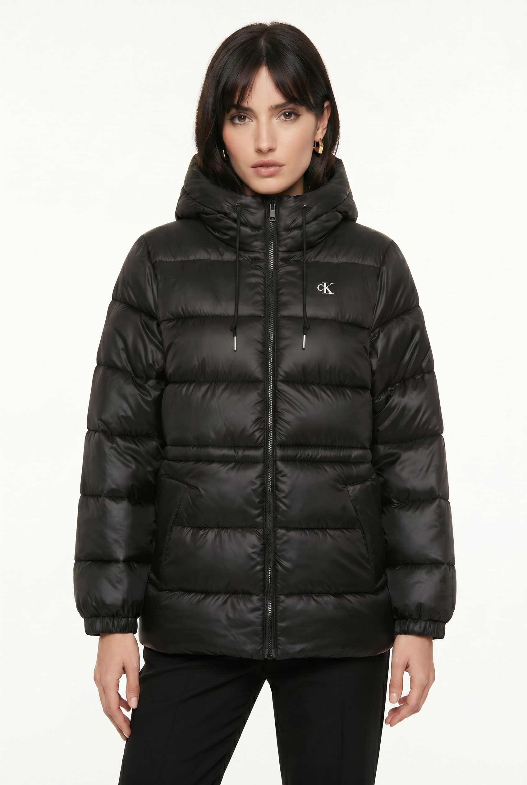 Image of Calvin Klein Steppmantel Regular Fit, warm wattiert, Logoschriftzug auf der Kapuze