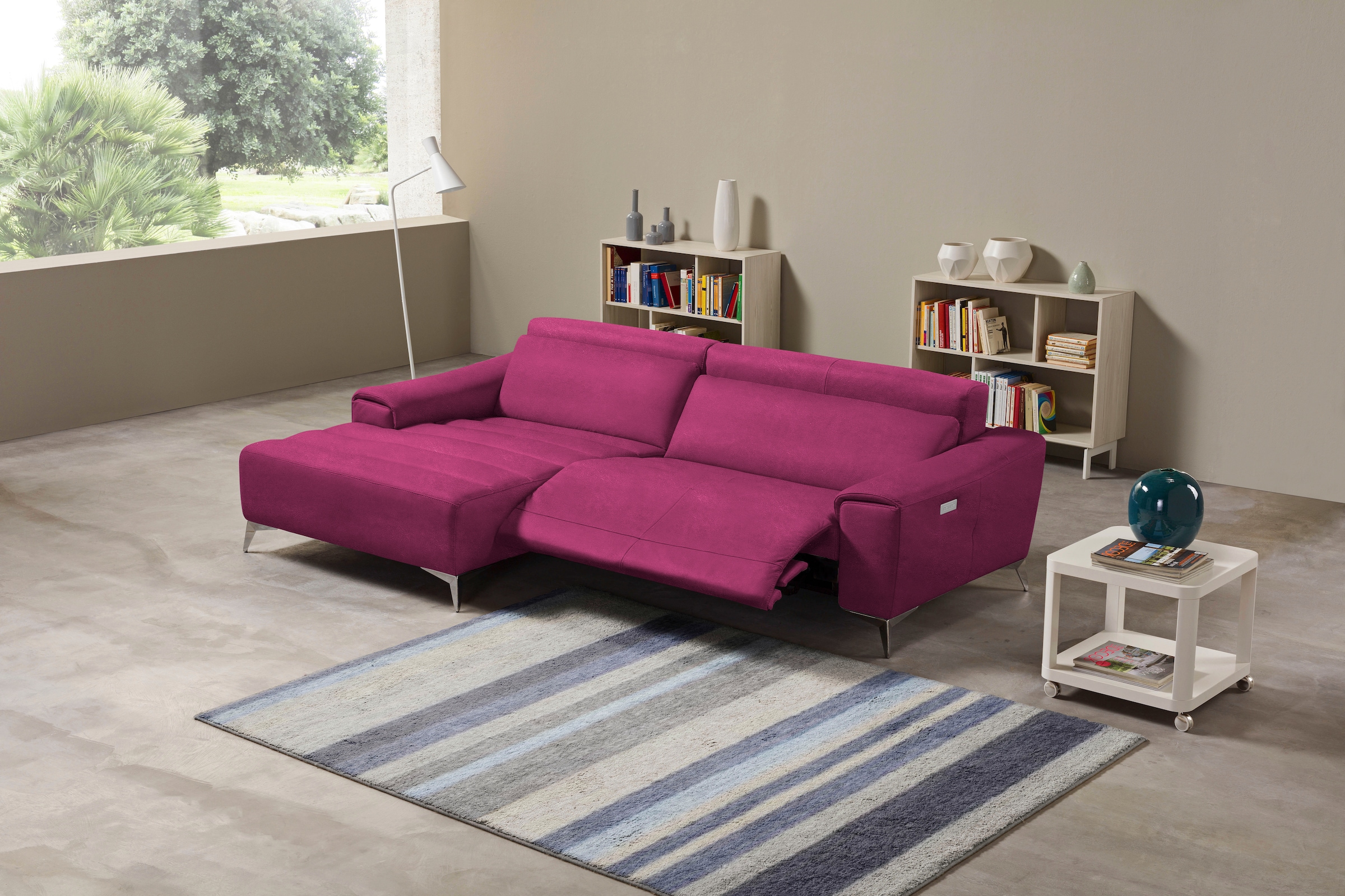 Image of Egoitaliano Ecksofa "Suzette, Designsofa mit hohem Sitzkomfort" mit Recamiere, inkl. 1 elektronischen Relaxfunktion, L-Form