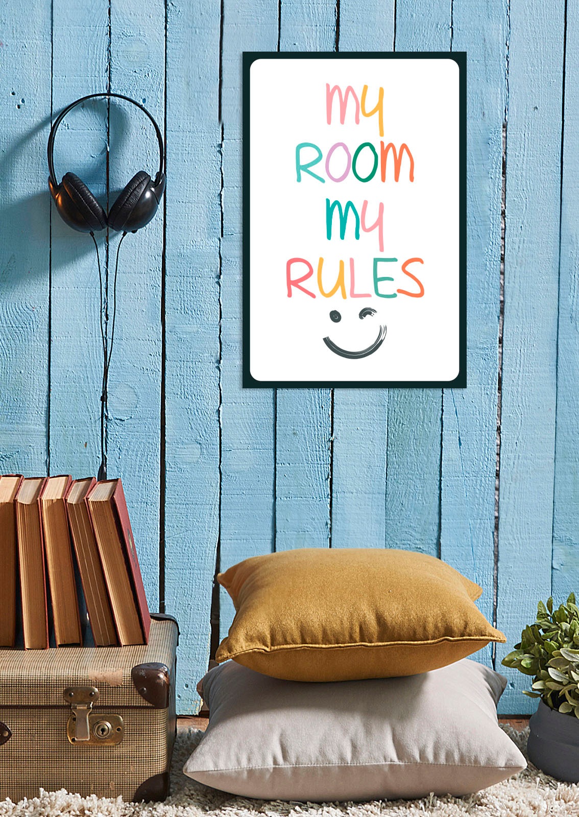 Image of queence Metallbild "My Rules" Schriftzug Schriftzüge 1 Stk. tlg. Stahlschilder