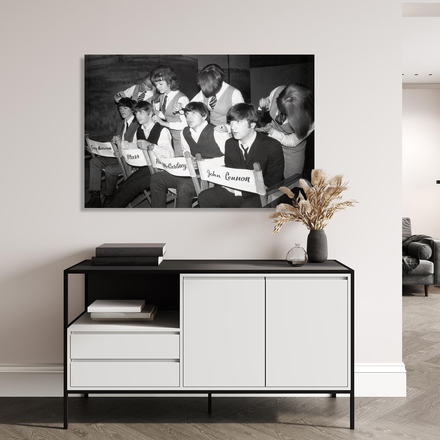 Image of queence Acrylglasbild "The Beatles" Foto Mann Schwarz-Weiss Stars Fine Art-Print in Galeriequalität