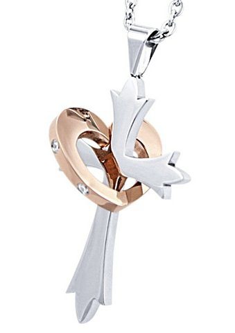 Image of Firetti Kette mit Anhänger »Kreuz & Herz, bicolor«, mit Zirkonia bei Ackermann Versand Schweiz