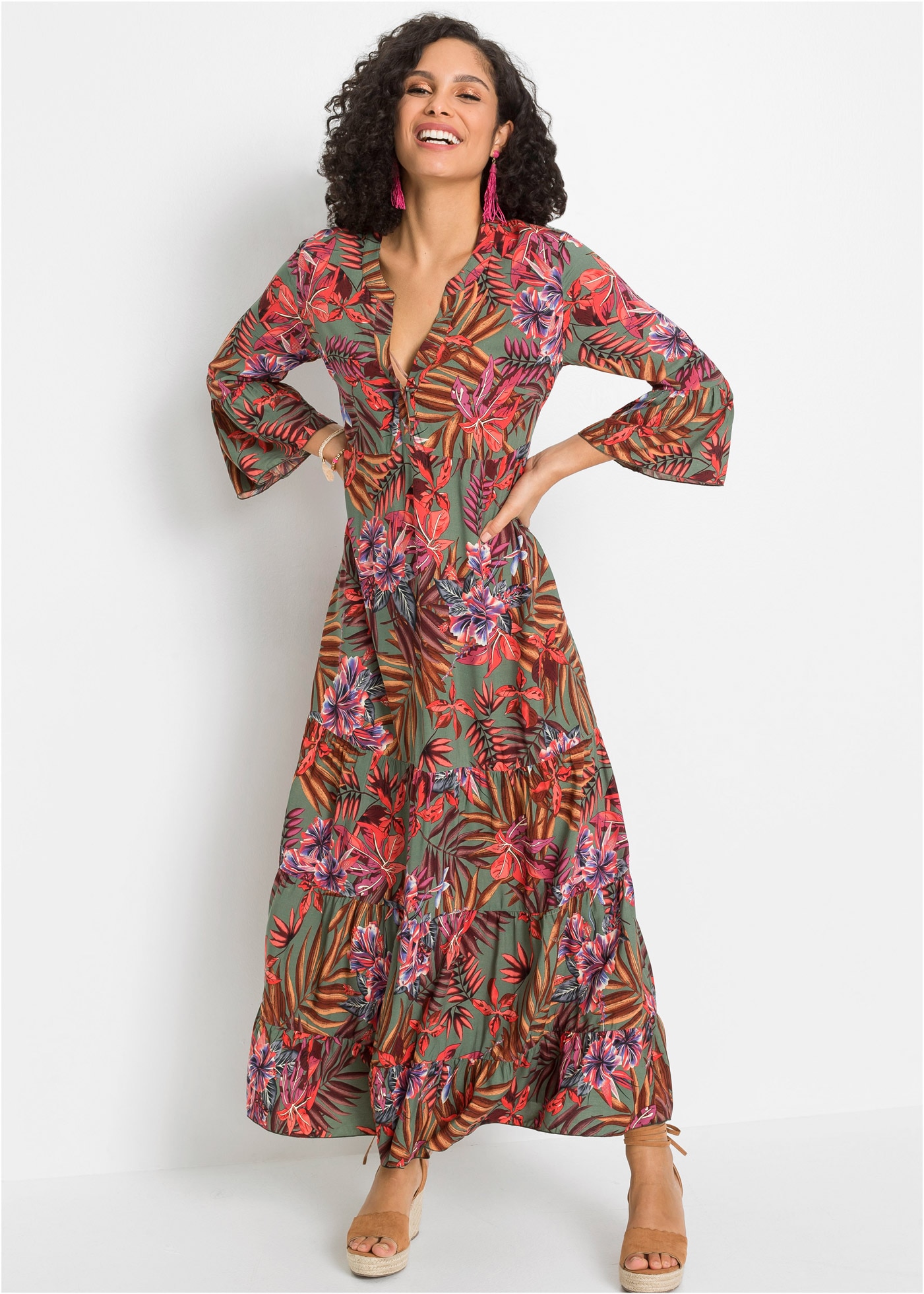 Image of bonprix Maxikleid für Frühling und Sommer, aus Viskose, A-Linien-Passform