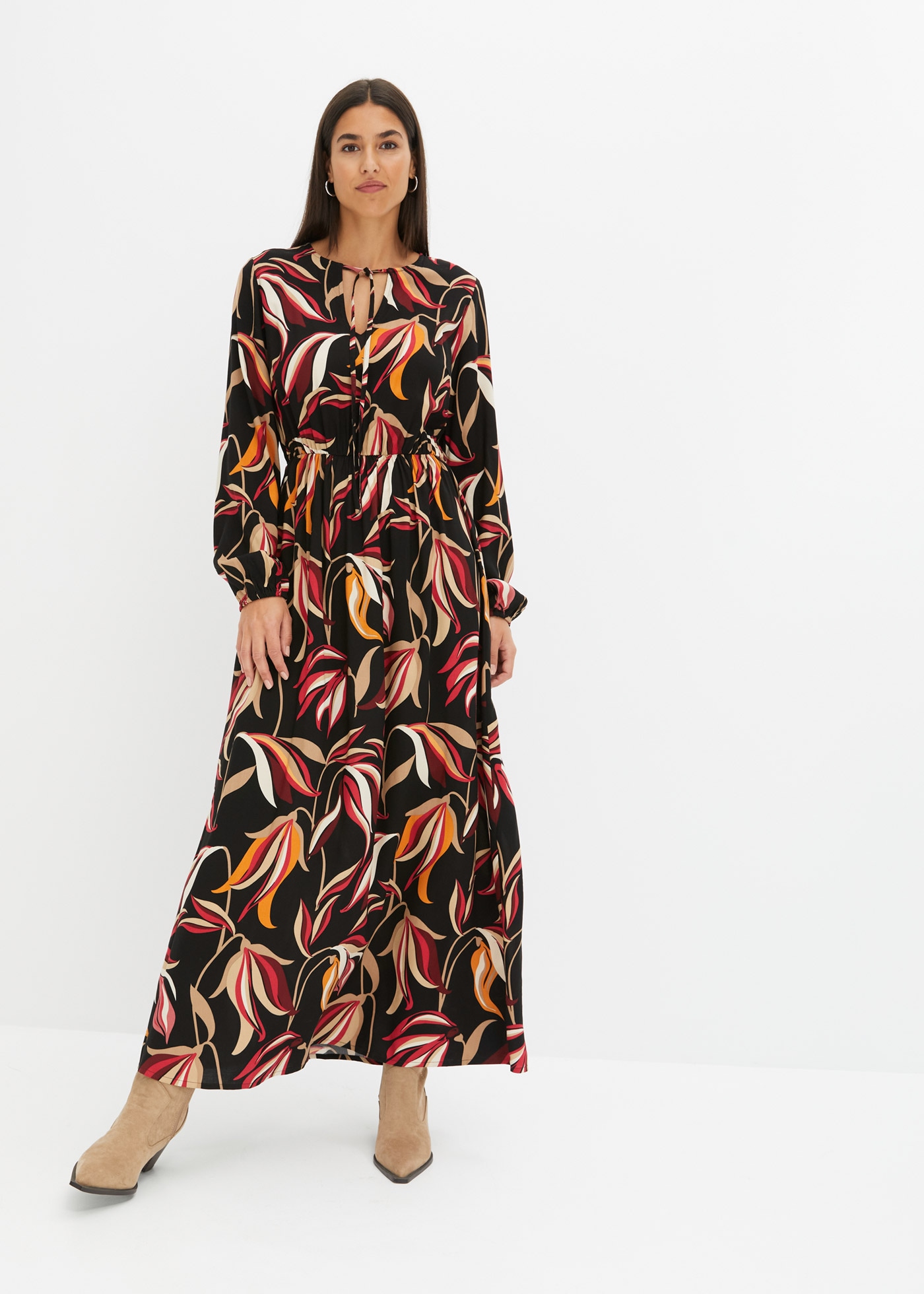 Image of bonprix Maxikleid "Maxikleid aus reiner Viskose" für stilvollen Auftritt, aus Viskose, fliessender Stoff