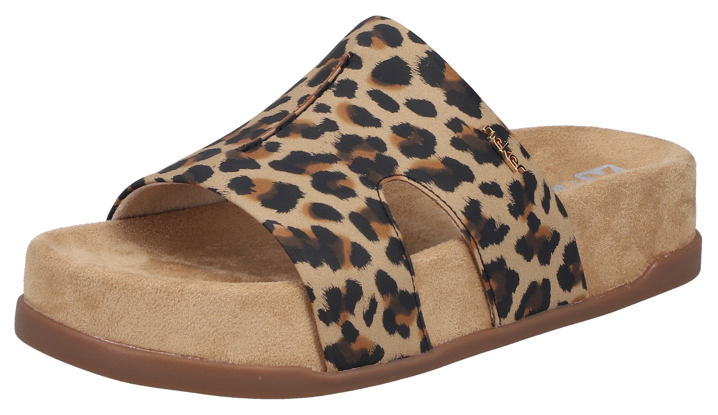 Image of Rieker Pantolette Sommerschuh, Strandschuh, Urlaubsschuh in Leo-Optik