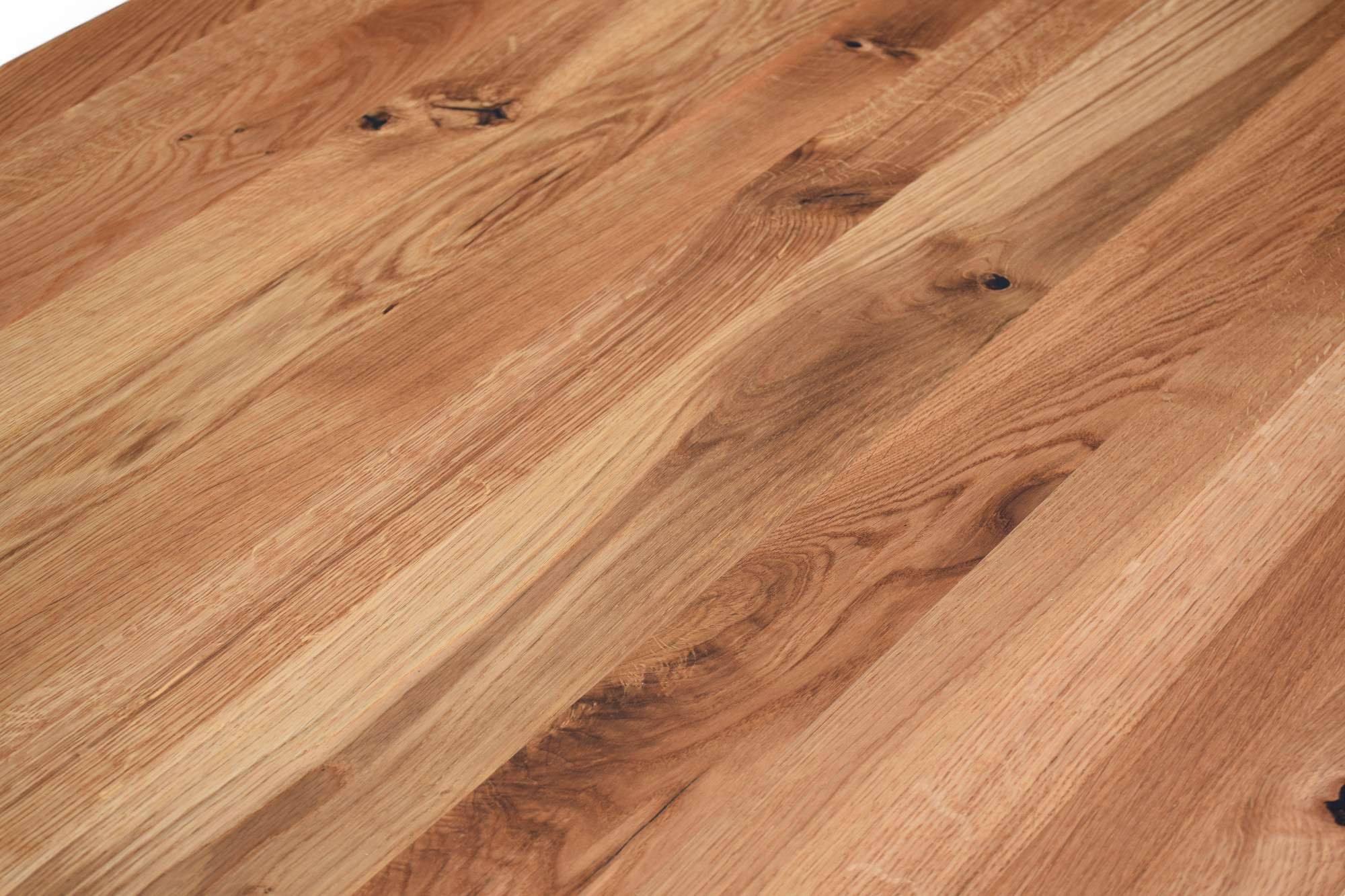 Home affaire Esstisch »Reidigen Küchentisch, A-Form Metallgestell, Wildeiche massiv geölt«, Baum Kante oder Schweizer Kante, erhältlich in 3 Grössen und 2 Farben