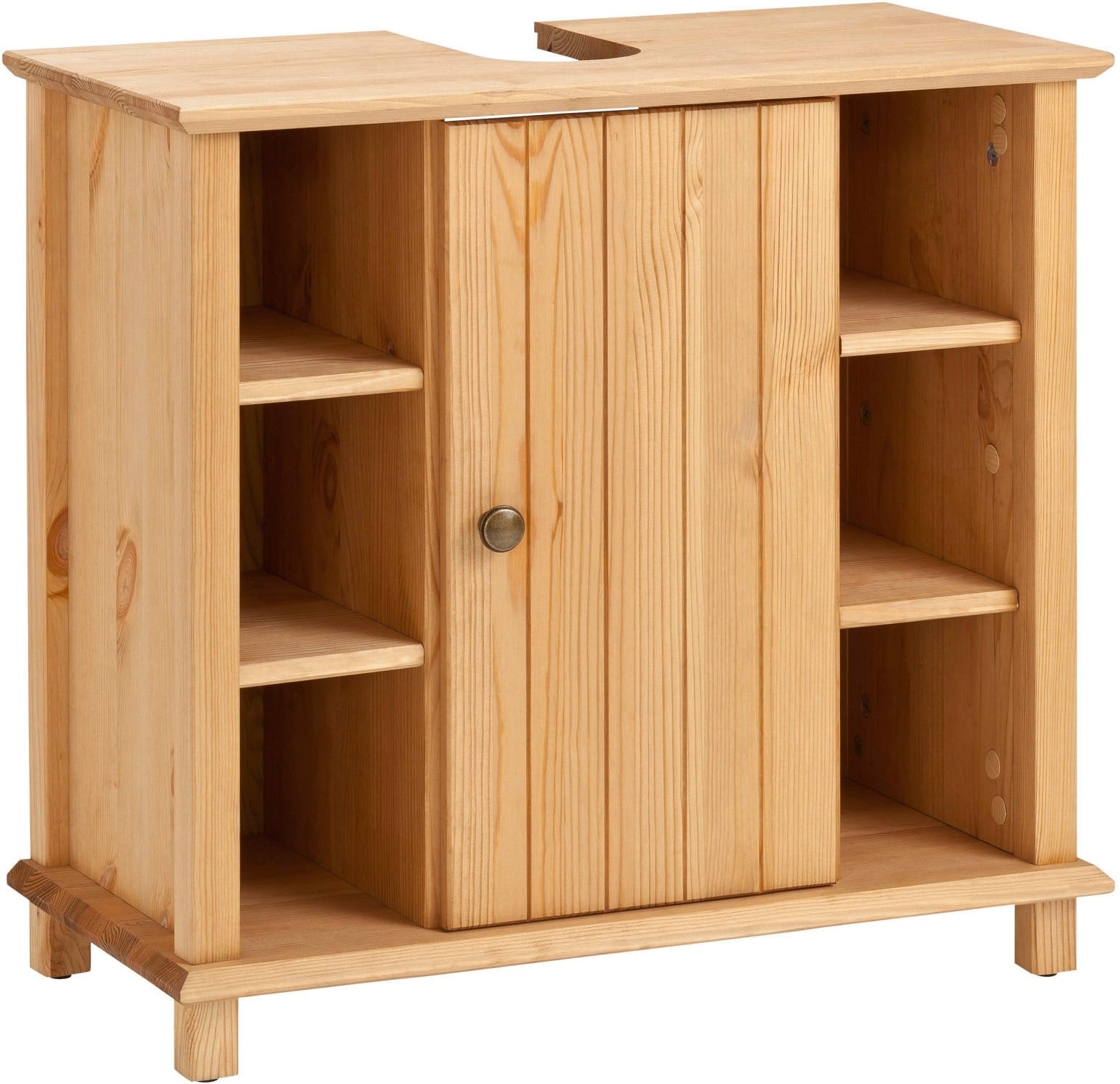 Image of Home affaire Waschbeckenunterschrank "Vili" Badezimmerschrank im Landhaus-Look, mit 6 Fächern, aus Massivholz