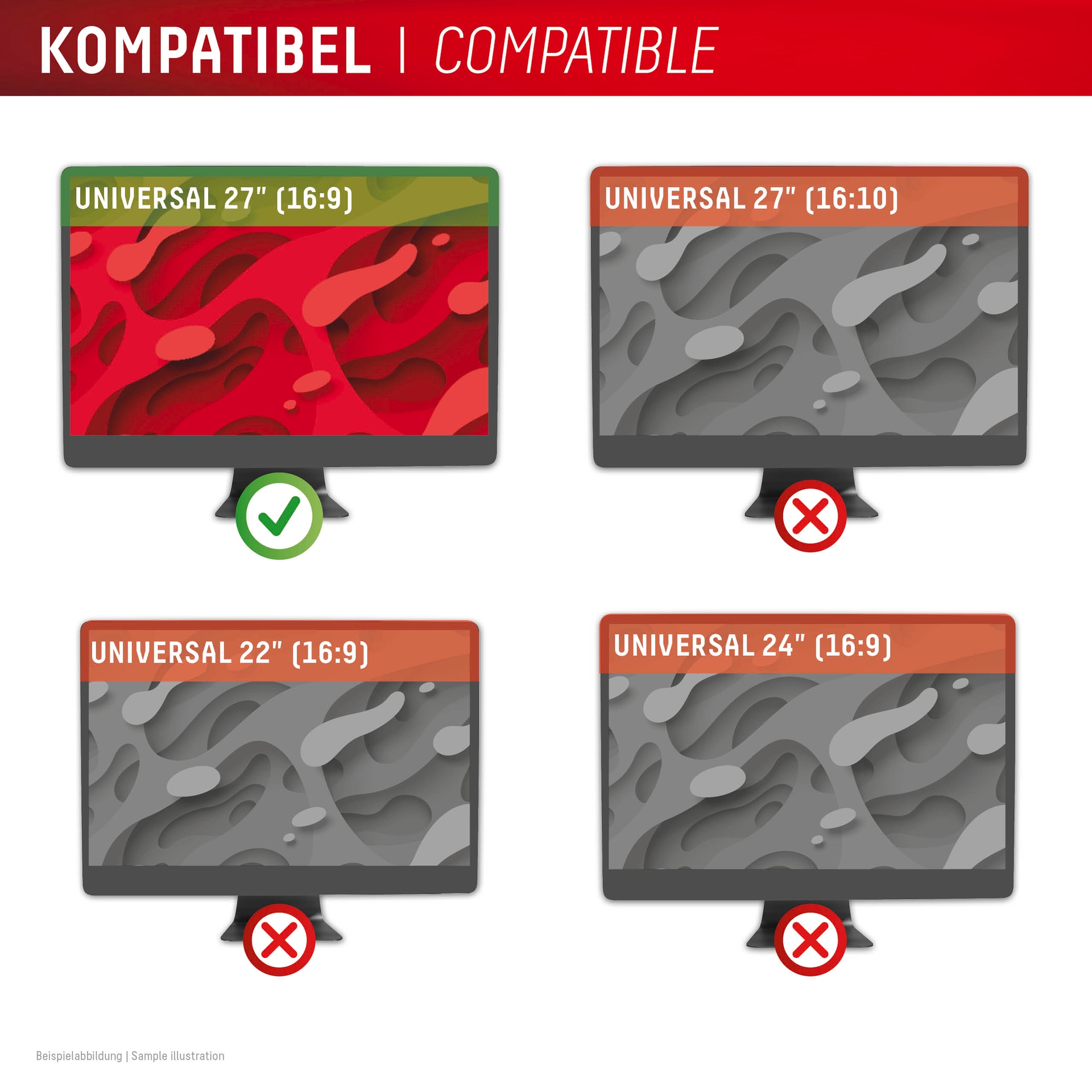 Displex Displayschutzfolie »Privacy Safe Blickschutzfilter« für Universell für Monitore mit  27 (16:9) Blickschutzfolie, Schutzfolie, Bildschirmschutz, kratz- & stossfest