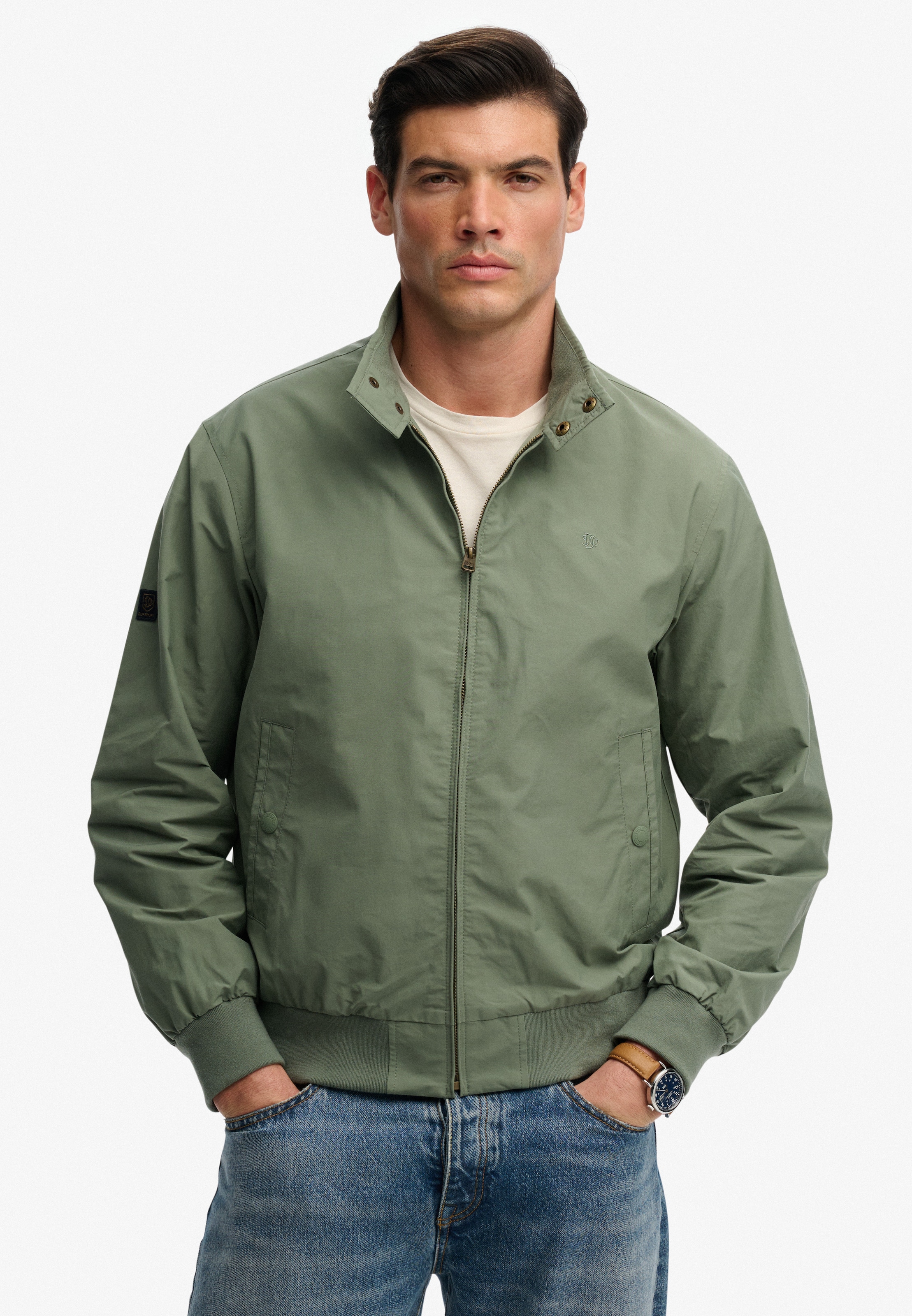 Image of Superdry Parka "CLASSIC HARRINGTON JACKET" ohne Kapuze Relaxed Fit, mit hochschliessendem Kragen, aus Polyester und Baumwolle