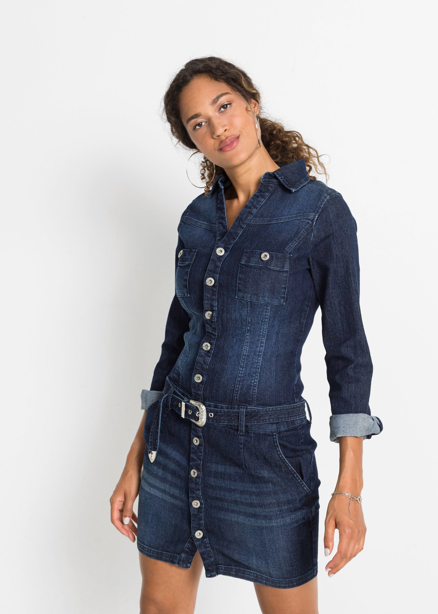 Image of bonprix Jeanskleid aus Baumwolle, Polyester und Elasthan, schmale Passform