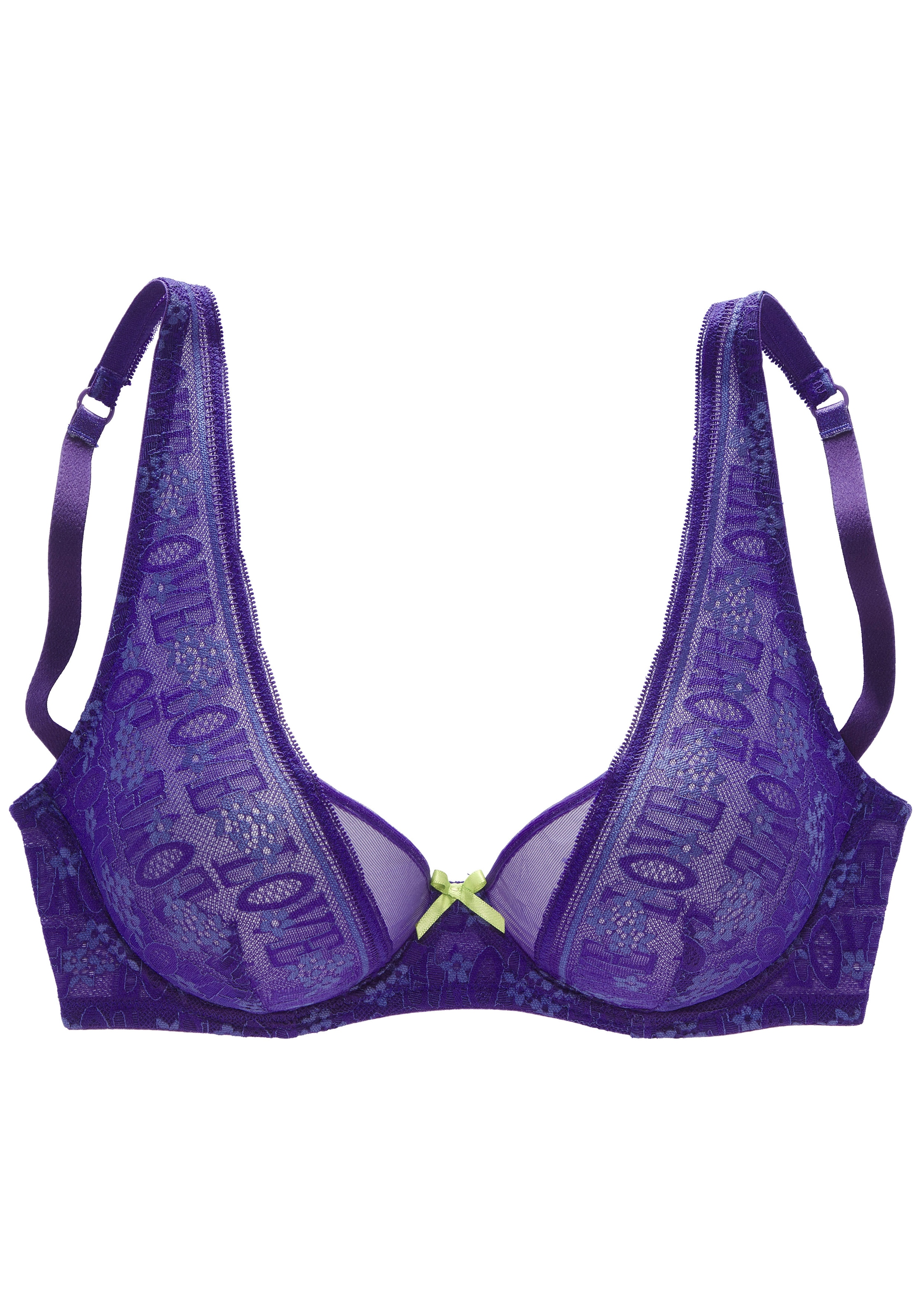 Vivance Bügel-BH, im High-Apex-Design aus Spitze mit „LOVE“-Schriftzug, sexy Dessous