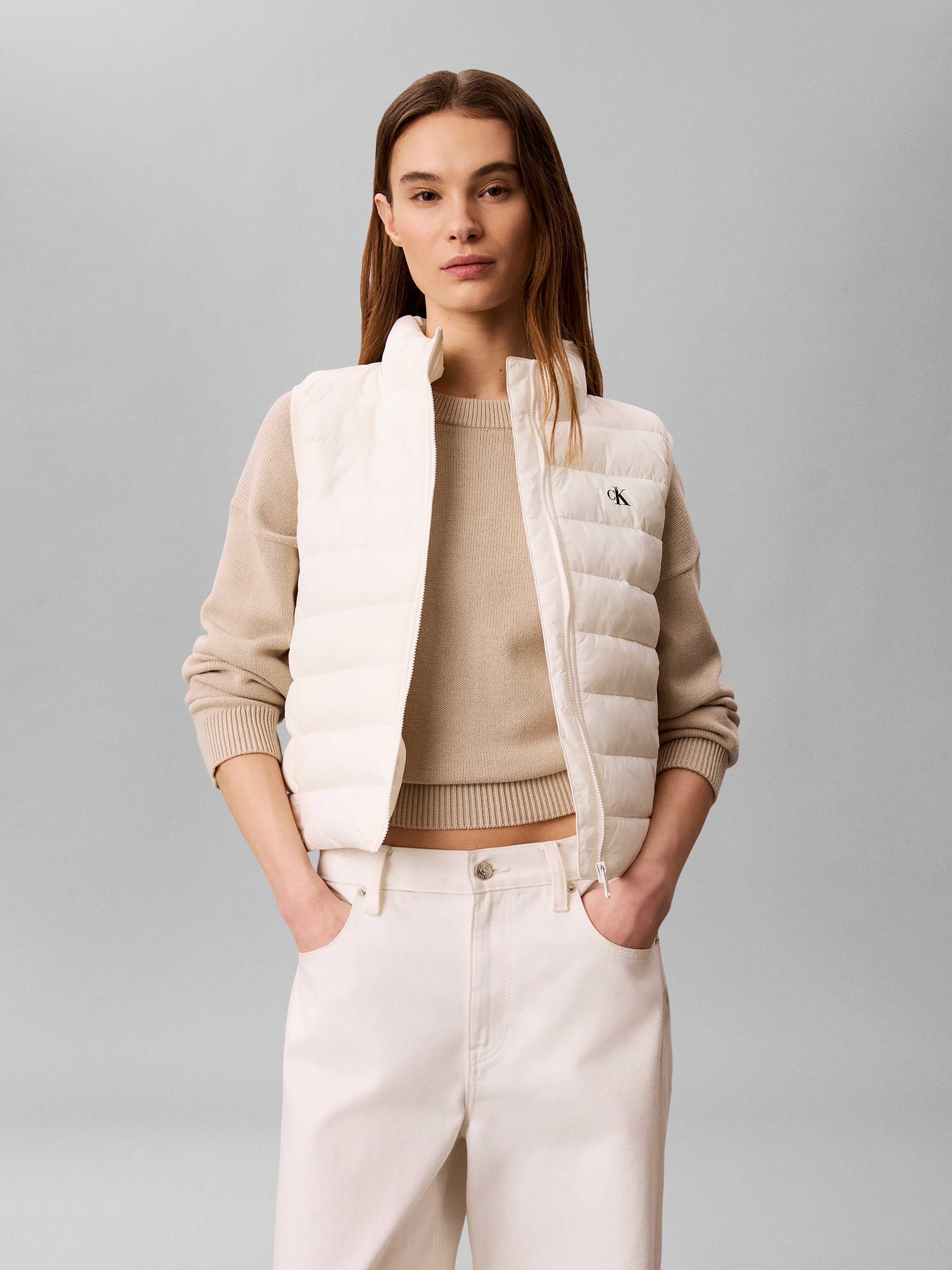 Calvin Klein Jeans Steppweste Stehkragen, kurze Form, wattiert