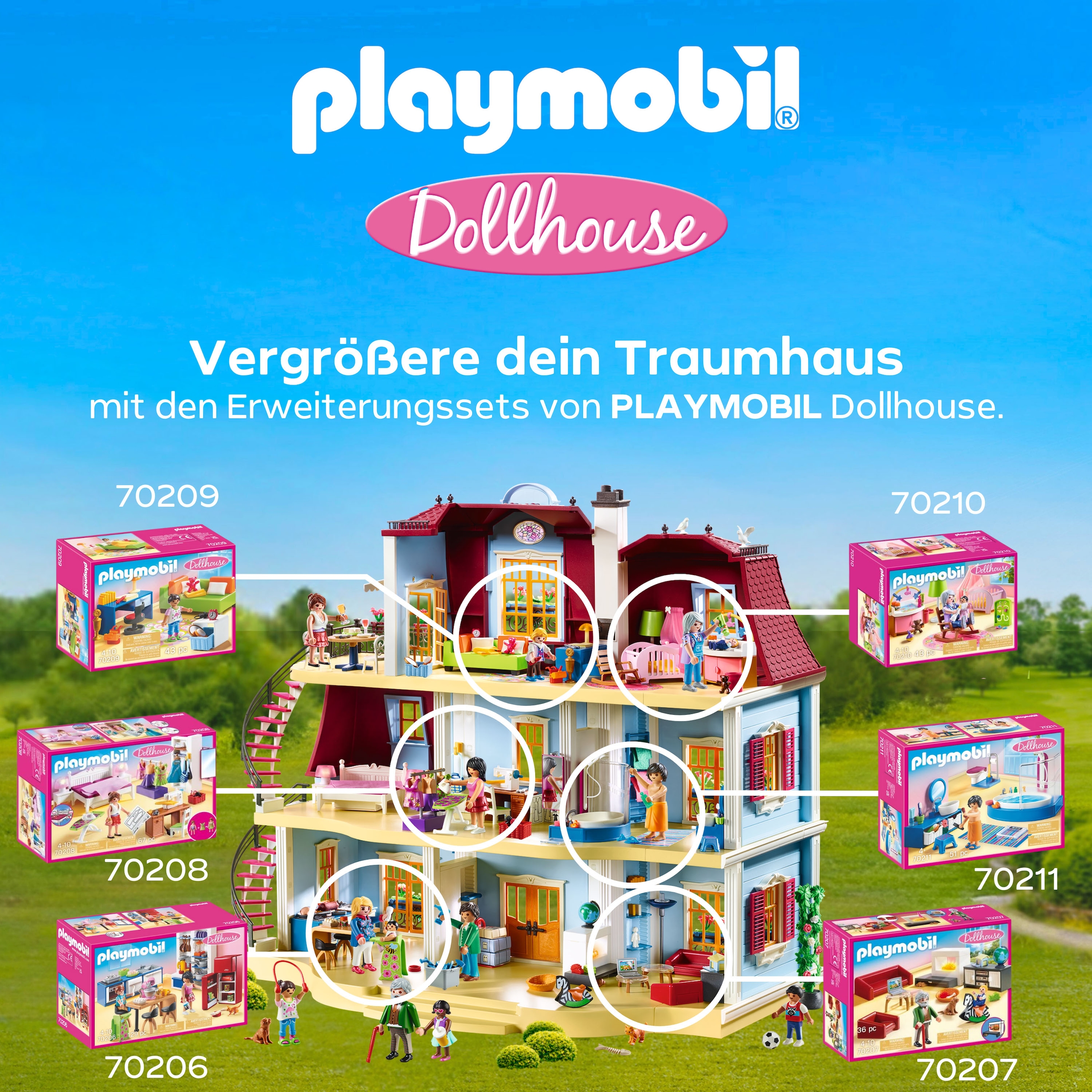 Playmobil® Konstruktions-Spielset »Mein Grosses Puppenhaus (70205), Dollhouse«, (592 St.), Made in Germany