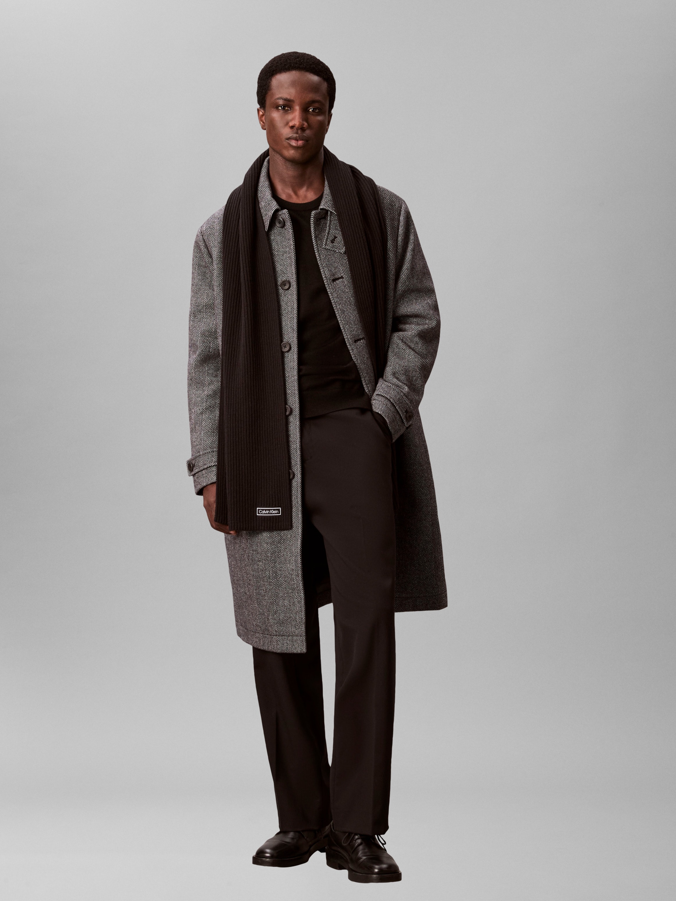 Image of Calvin Klein Jeans Modetuch "PATCH CHUNKY RIB COTTON SCARF" mit Kaschmir, klassisches unifarbenes Design