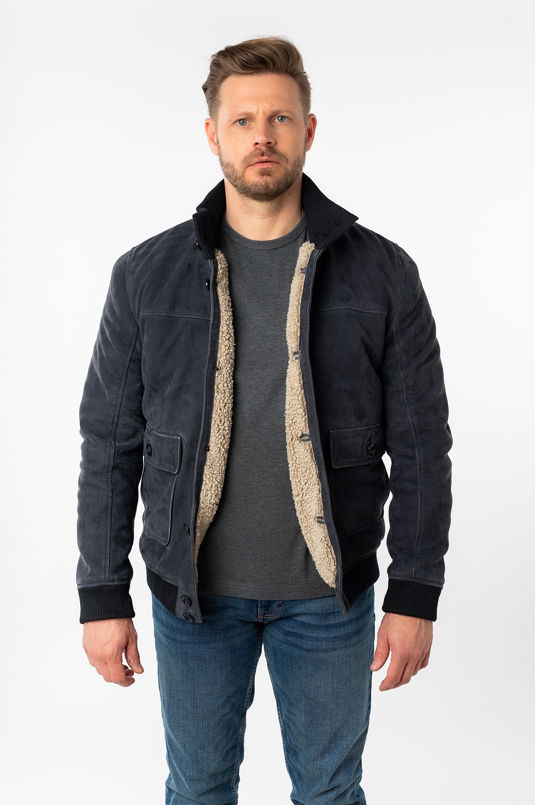 Mauritius Lederjacke »MMThalor« mit geripptem Stehkragen