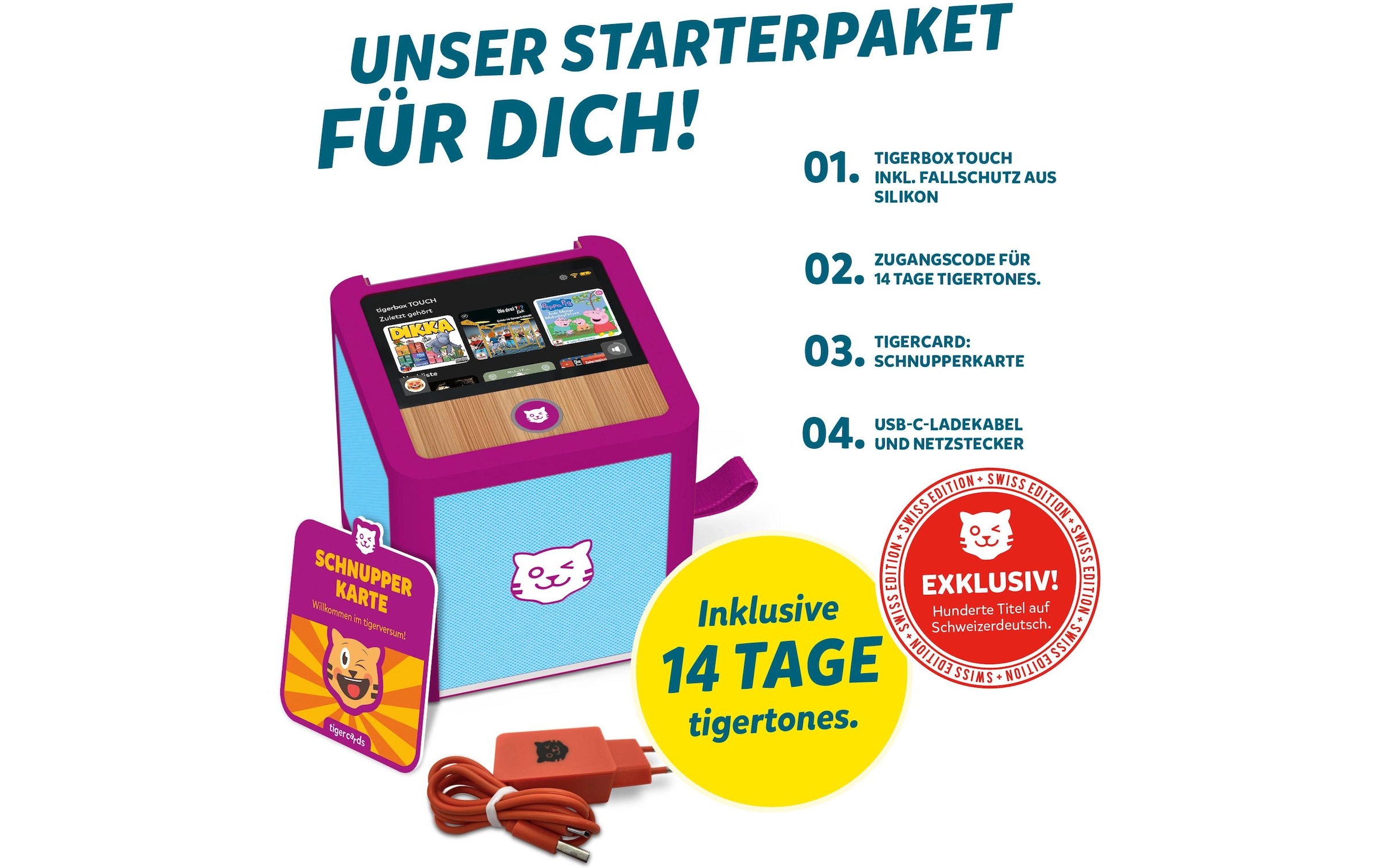TigerMedia Personnage de feuilleton audio »Tigerbox Touch Plus Swiss Edition« Hörspiel-Box mit Touchdisplay