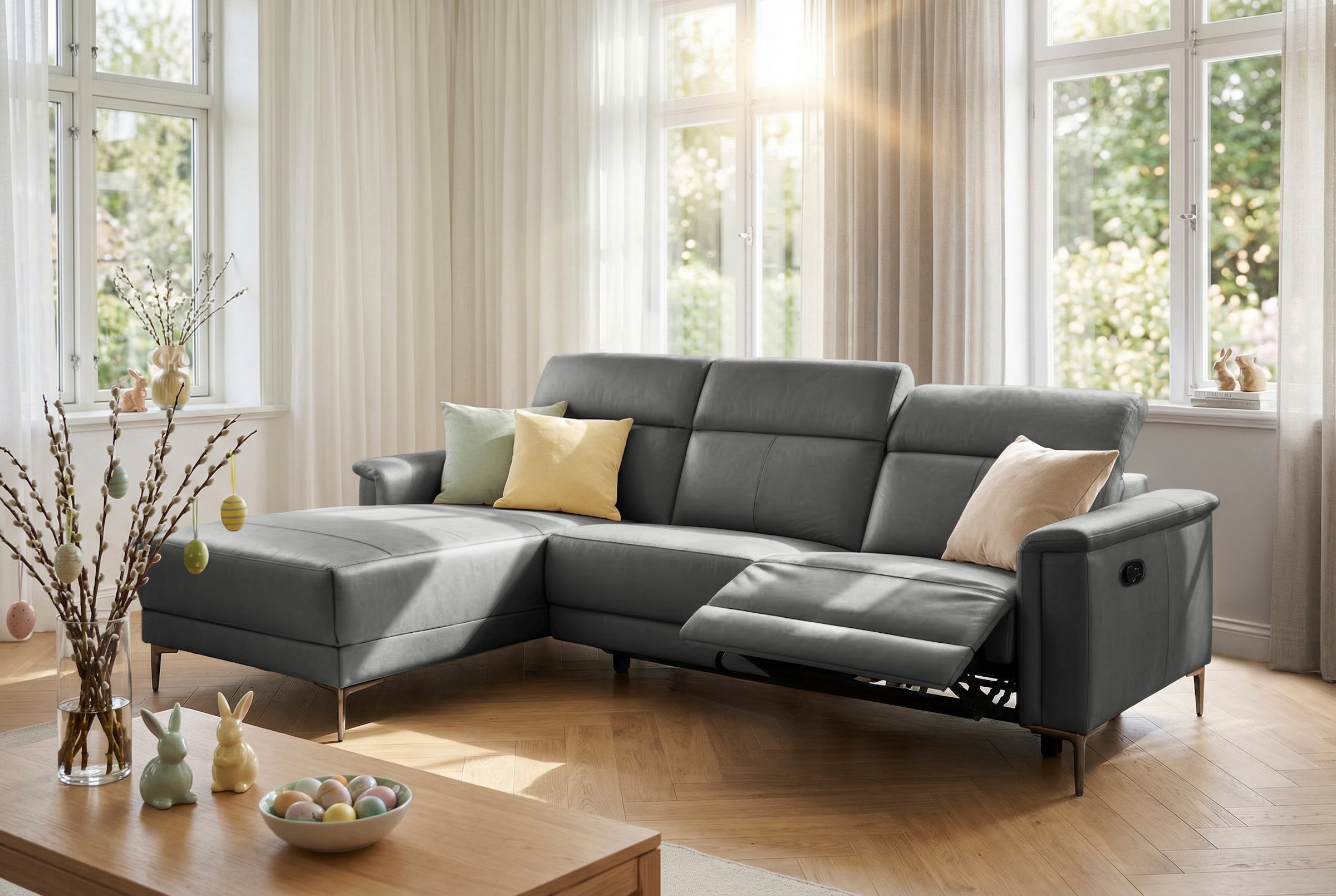 GOODproduct Ecksofa »LUND, L-Form, 261cm, man. o. elektr. Relaxfunktion (mit USB-A)« und Kopfteilverstellung