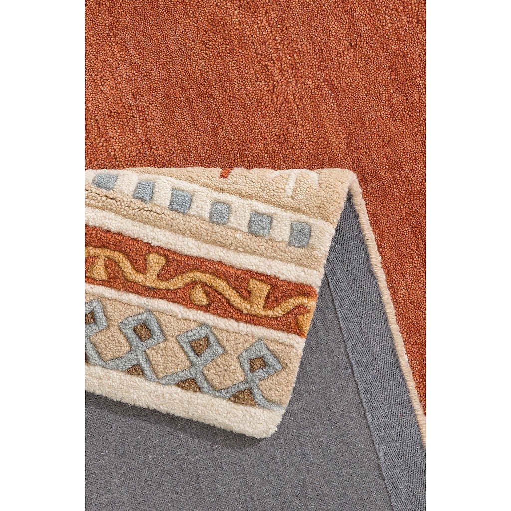 THEKO Wollteppich »Nuno, reine Wolle, handgearbeitet, mit Bordüre«, rechteckig