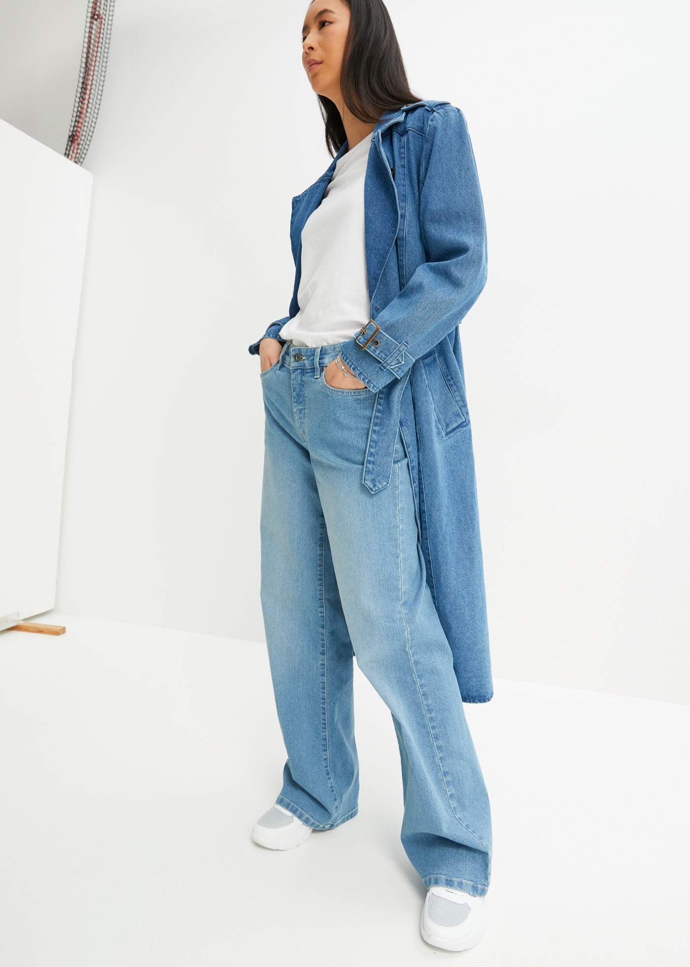 bonprix Loose Fit, 5-Pocket-Style, Wide-Leg Jeans, Mid Waist