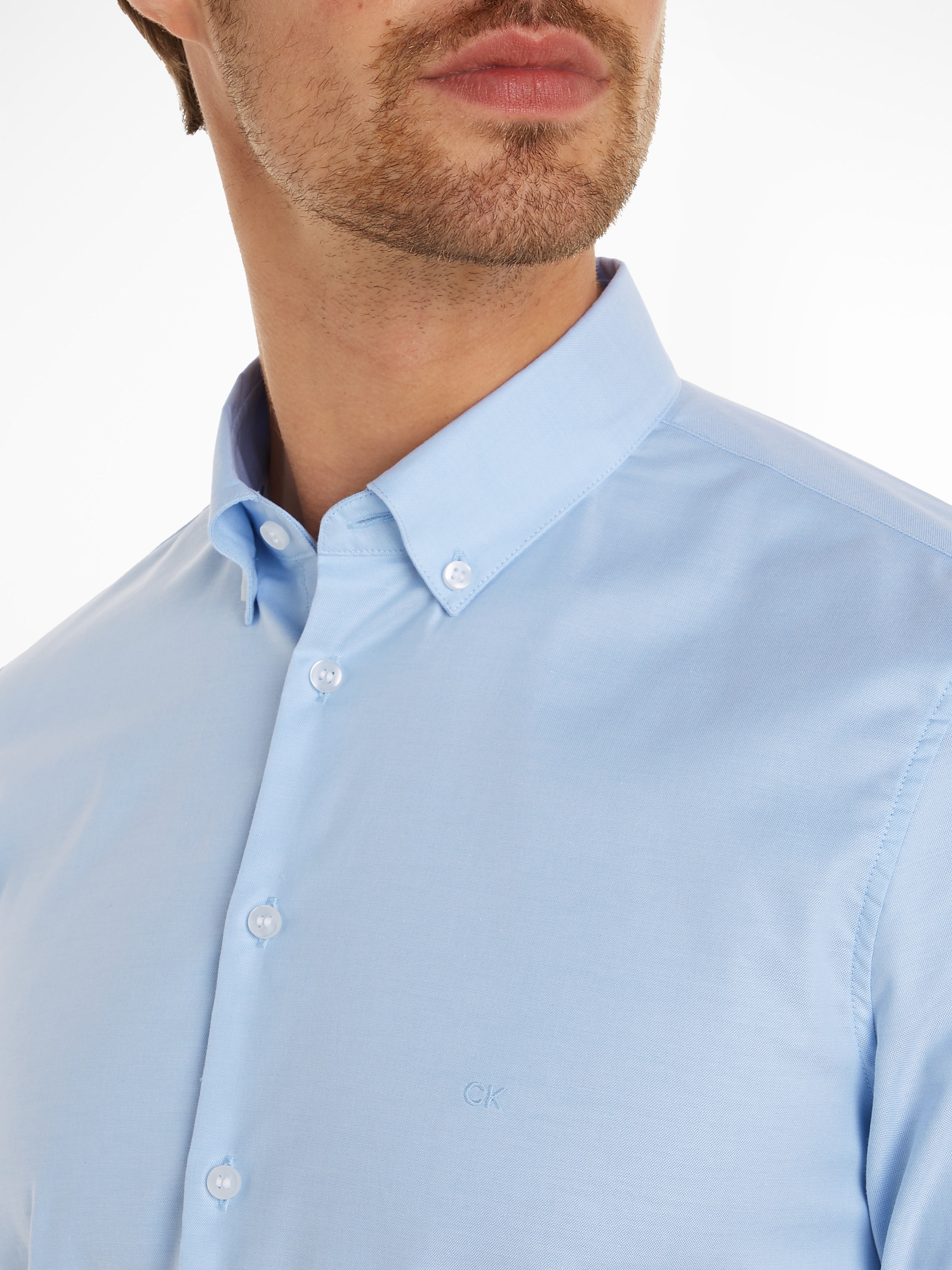 Calvin Klein Langarmhemd »OXFORD SOLID SLIM SHIRT«, mit Logoprägung
