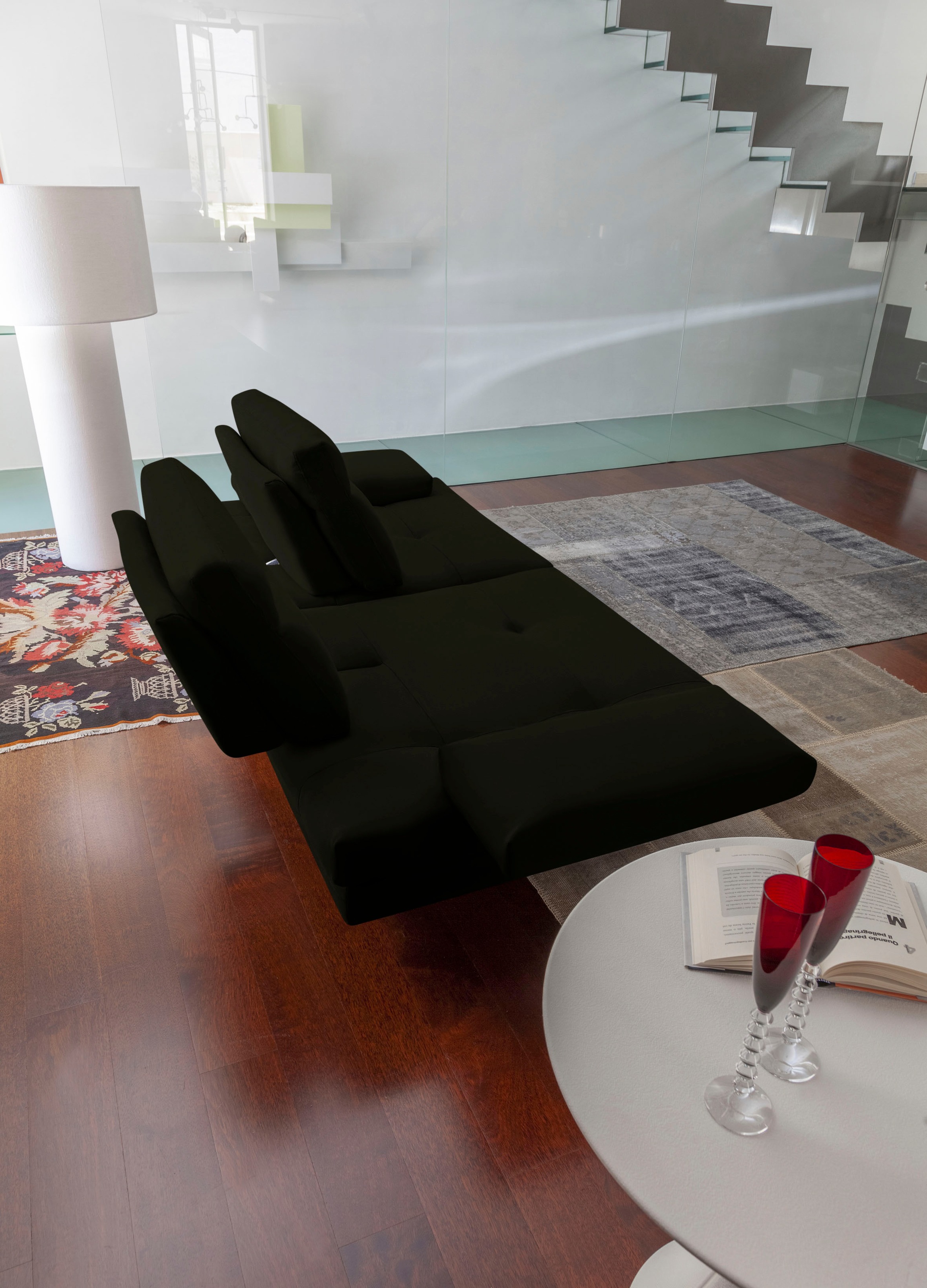 CALIA ITALIA 3-Sitzer »Toby Wing, Designsofa mit hohem Sitzkomfort, bequem und elegant«, inklusive Sitztiefenverstellung, Füsse in Chrom glänzend