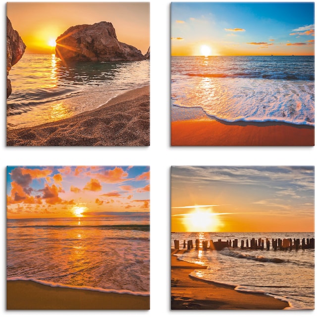 Artland Leinwandbild »Sonnenuntergänge am Strand & Meer«, Sonnenaufgang &  -untergang, (4 St.), 4er Set, verschiedene Grössen bequem kaufen