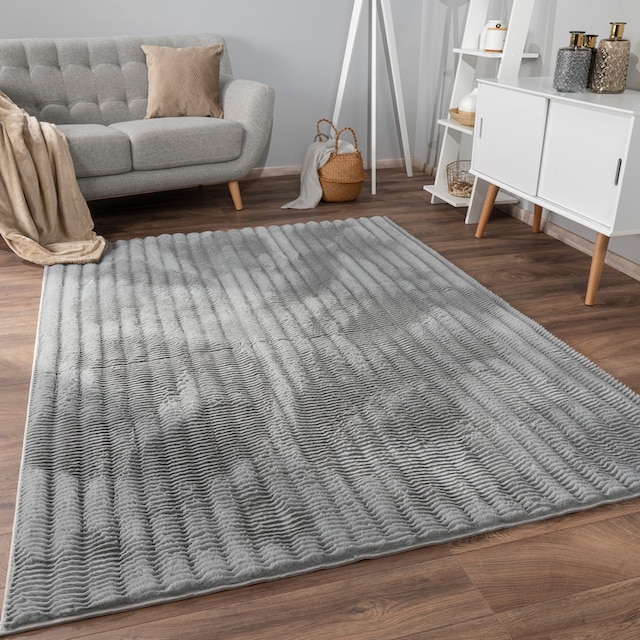 Paco Home Hochflor-Teppich »Arnheim 743«, rechteckig, Uni Farben, Wellen  Muster, besonders weich, Hoch-Tief Effekt kaufen
