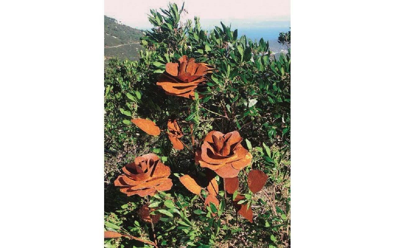 Gartenstecker »Ambiance Rose mit Blättern, Metall rost«