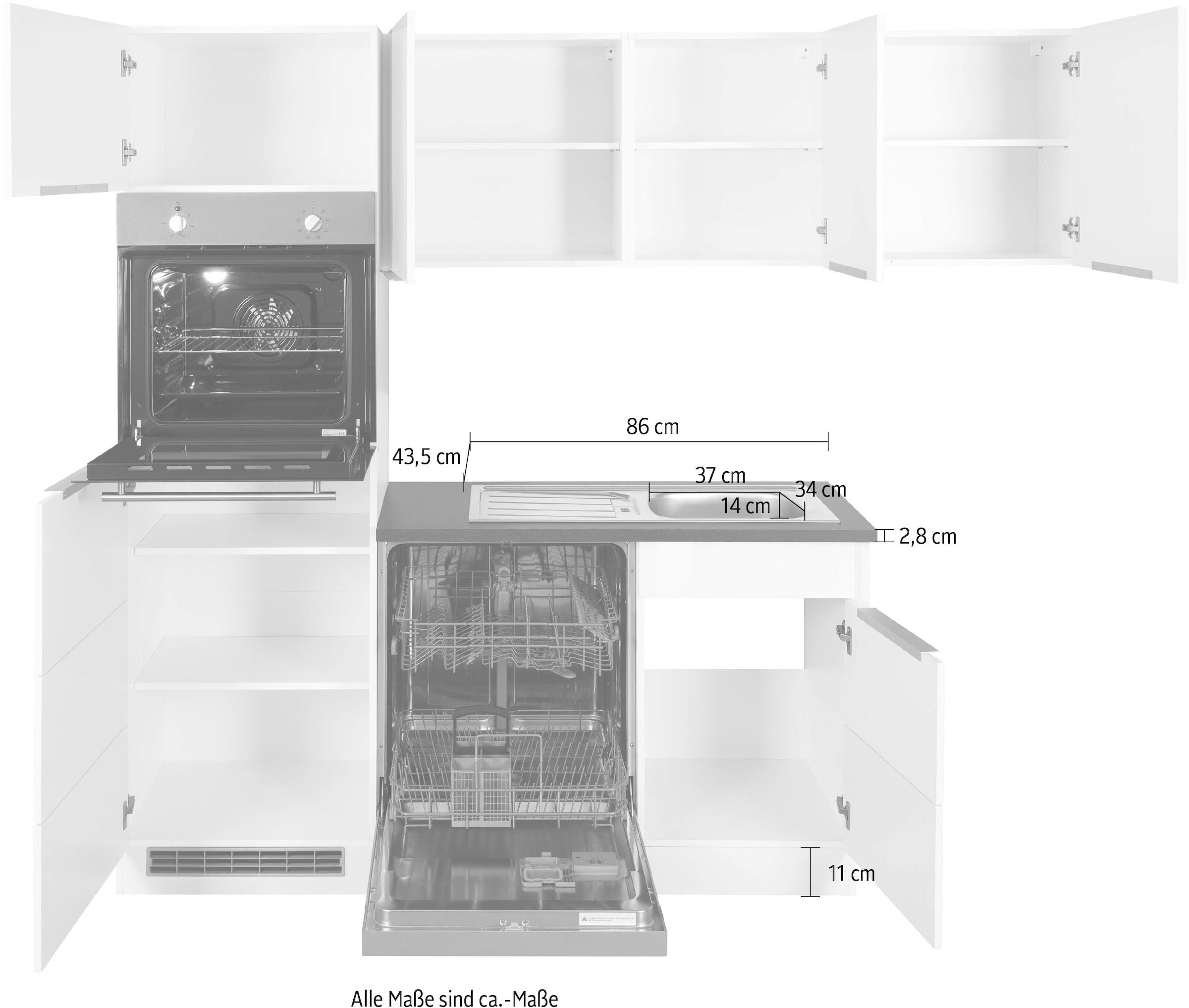 KOCHSTATION Winkelküche »KS-Brindisi« Stellbreite 230/170 cm, wahlweise mit E-Geräten, mit MDF-Fronten