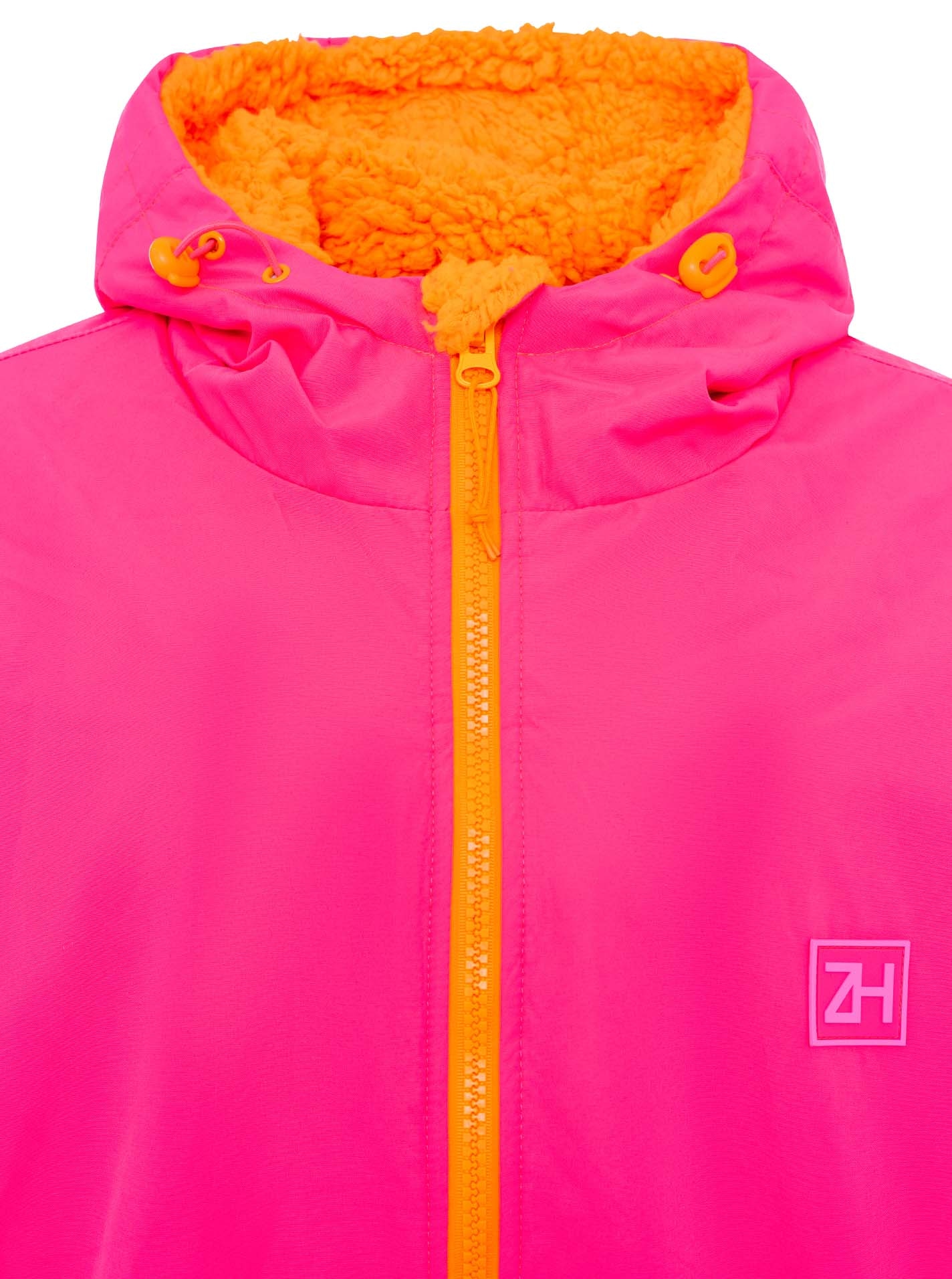Zwillingsherz Manteau court »"Oversize Windjacke ZH"« poches latérales, capuche, fermeture éclair, doublure teddy, oversize