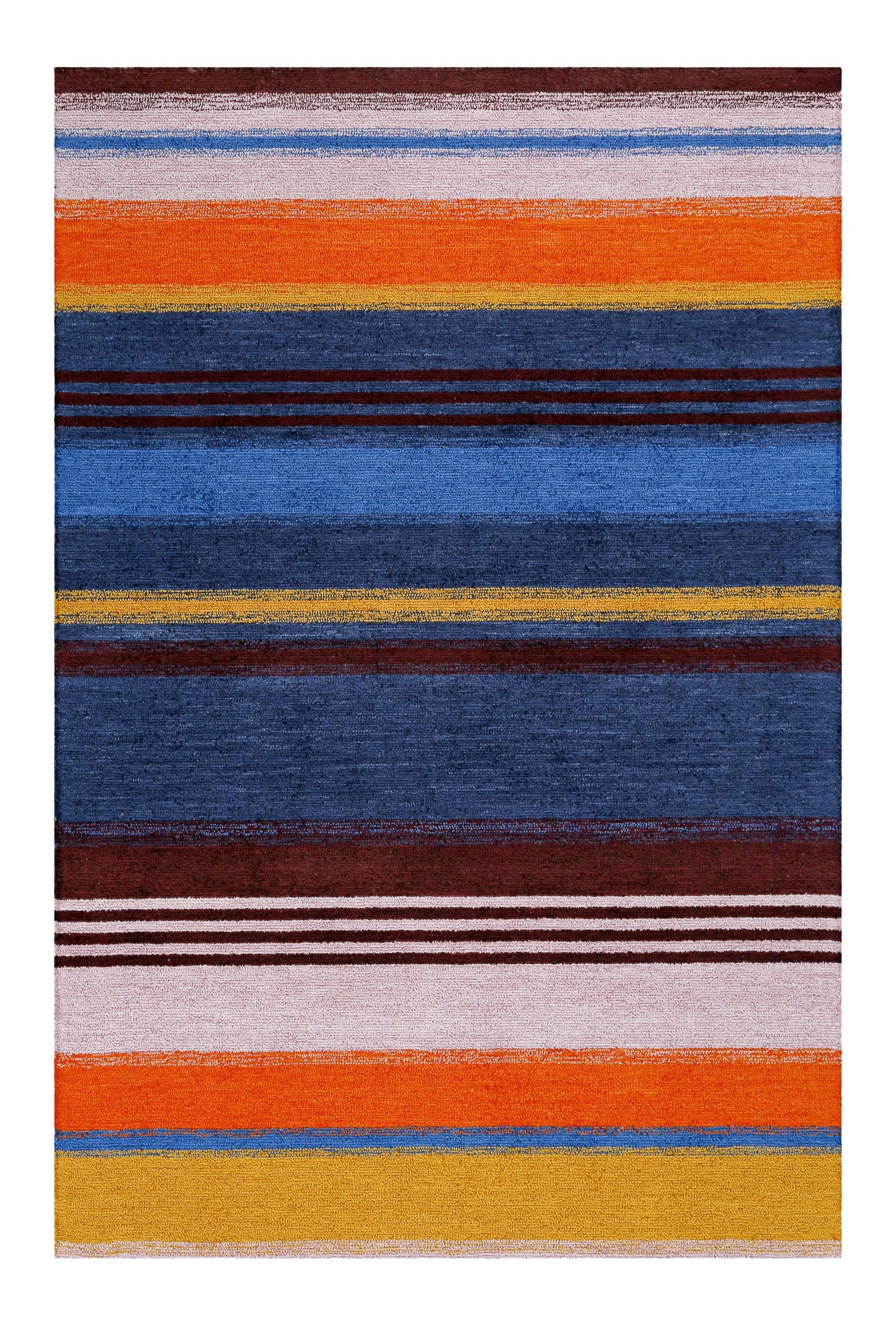 Wecon home Teppich »Petrol« rechteckig 7 mm Höhe handgefertigt, pflegeleicht, gestreift, Wohnzimmer, Schlafzimmer