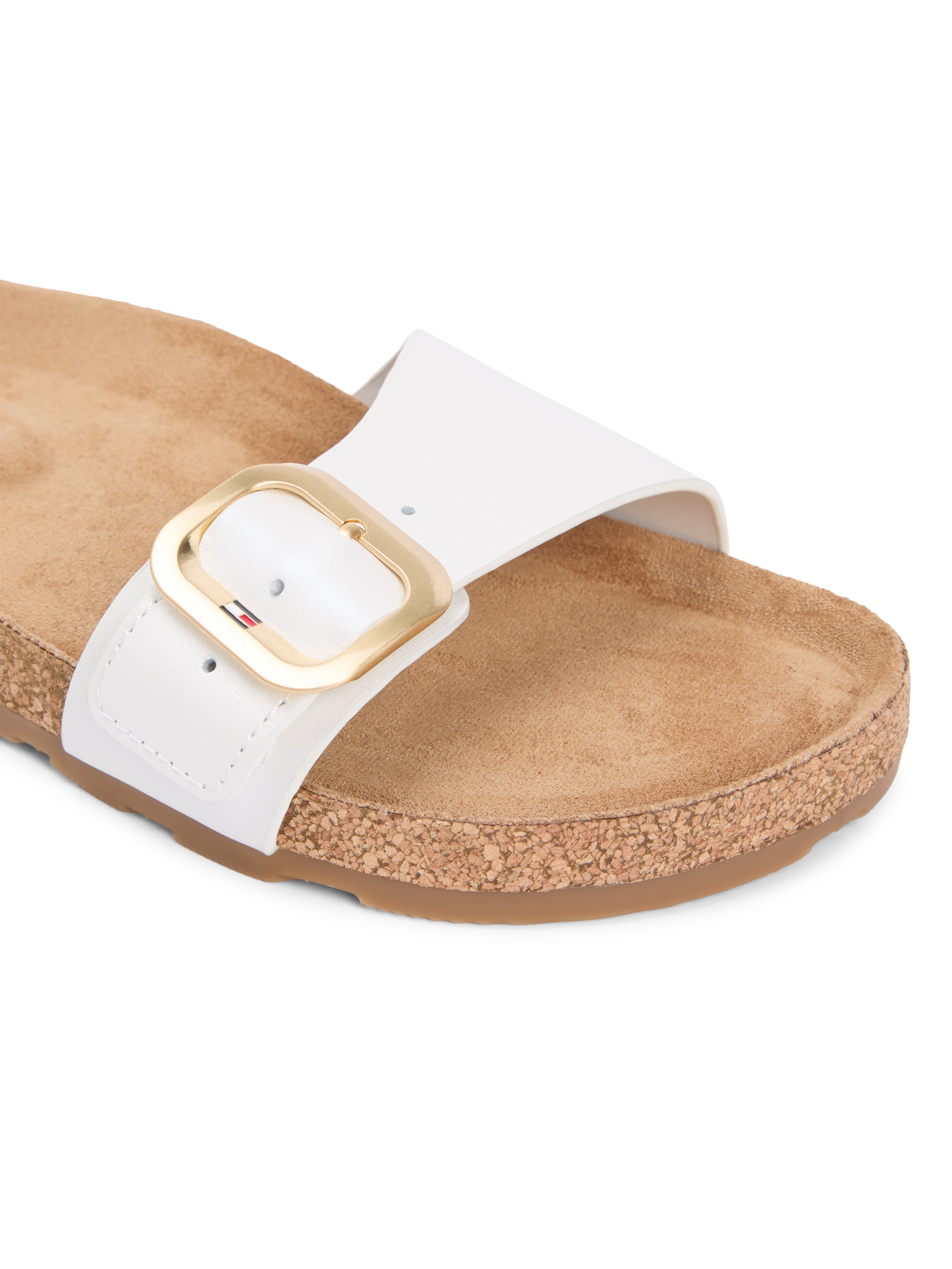 Tommy Hilfiger Pantolette »TH CLASSIC CORK SANDAL PEARL LTH«  Strandschuh, Pool Slides, Flat mit Logoemblem