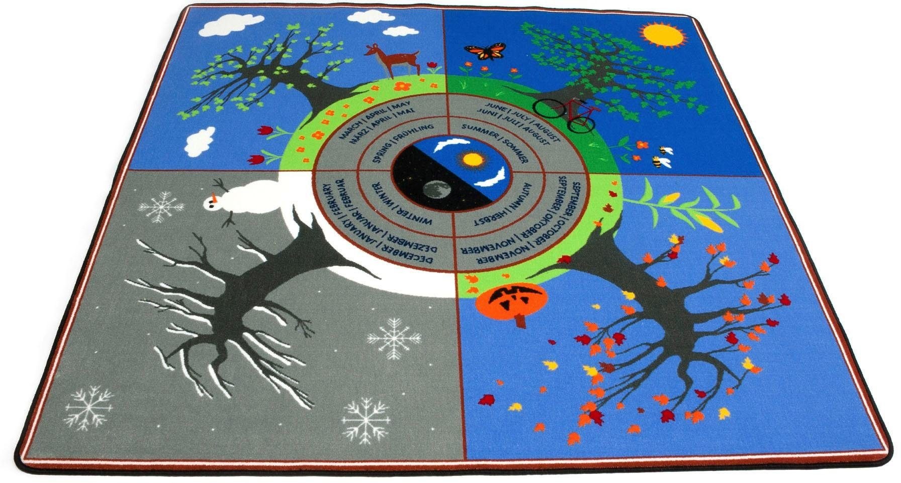 Image of Primaflor-Ideen in Textil Kinderteppich »JAHRESZEITEN«, rechteckig, 5 mm Höhe, Spielteppich, Jahreszeiten lernen bei Ackermann Versand Schweiz