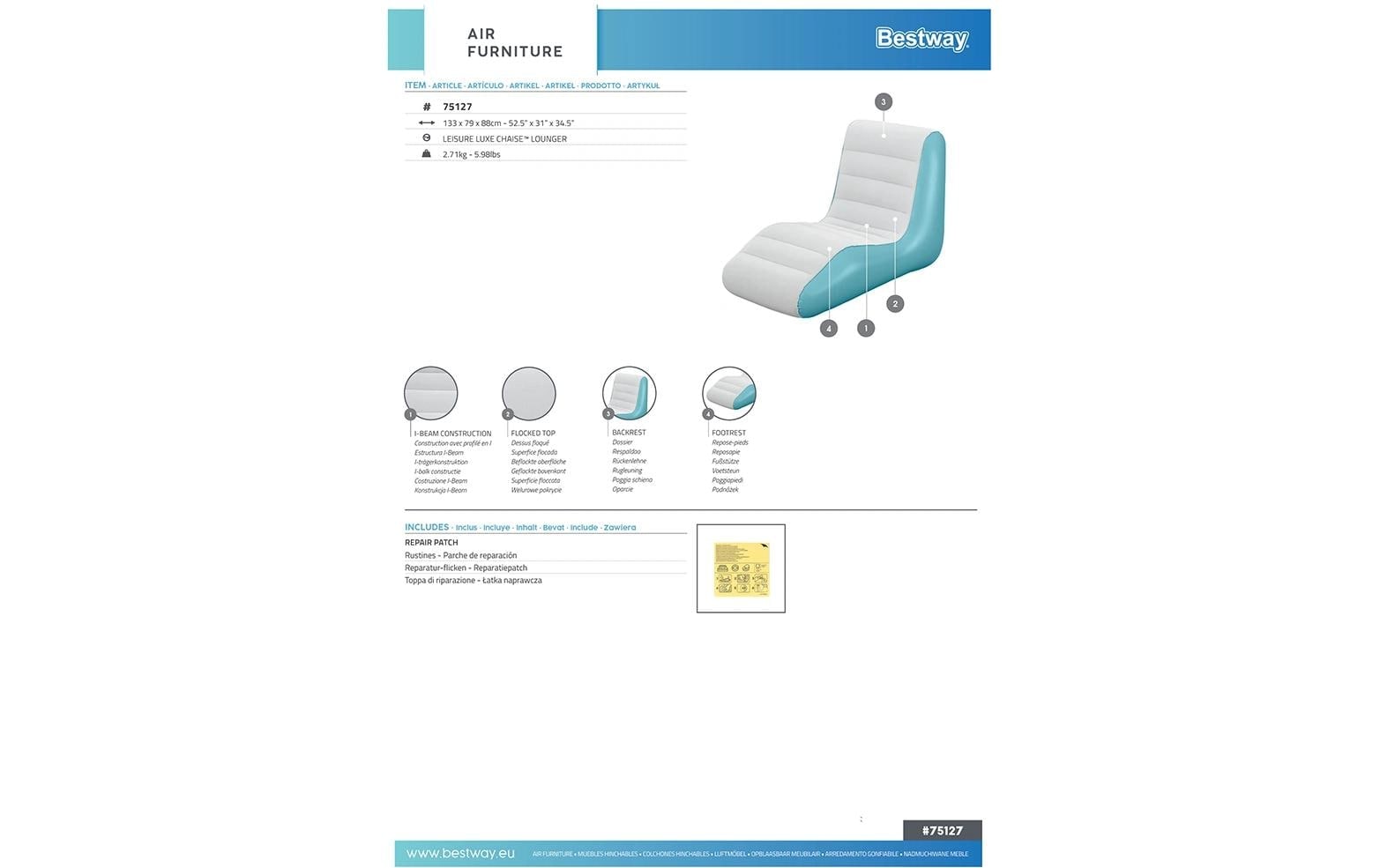 Bestway Luftsessel »Leisure Luxe 133 x 79 cm«