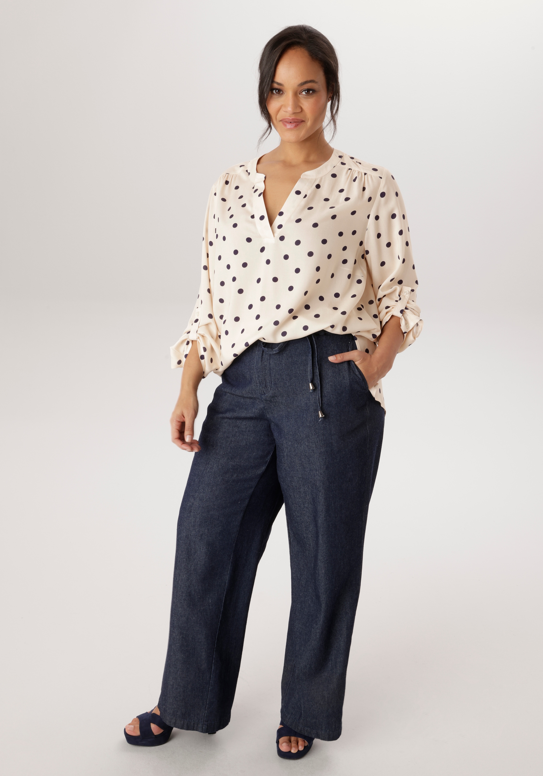 Aniston PLUS Blouse à enfiler in trendigem Pünktchendessin - NEUE KOLLEKTION