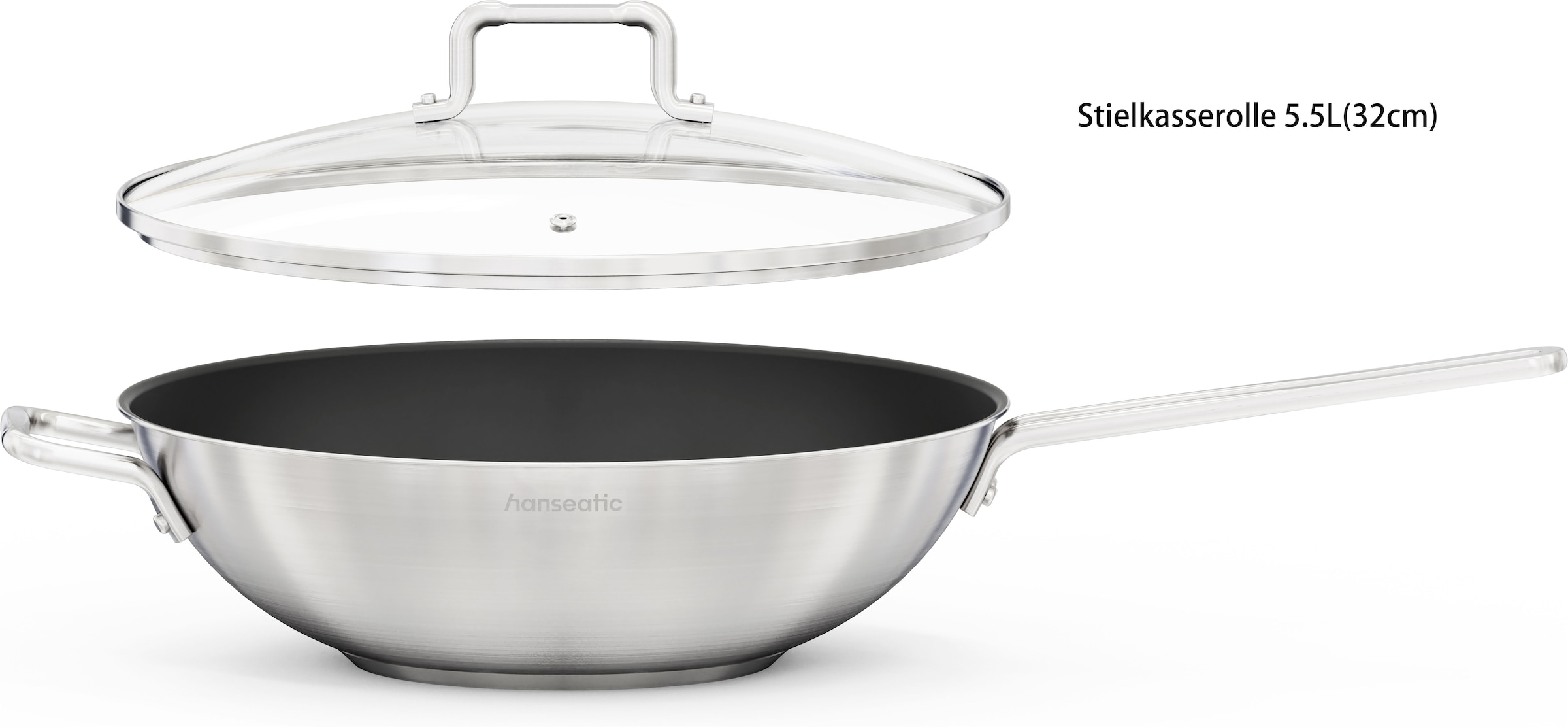 Hanseatic Wok »DAILY, Ø ca. 32 cm, mit Antihaftbeschichtung« Edelstahl 18/10 1 tlg. für alle Herdarten, Induktion