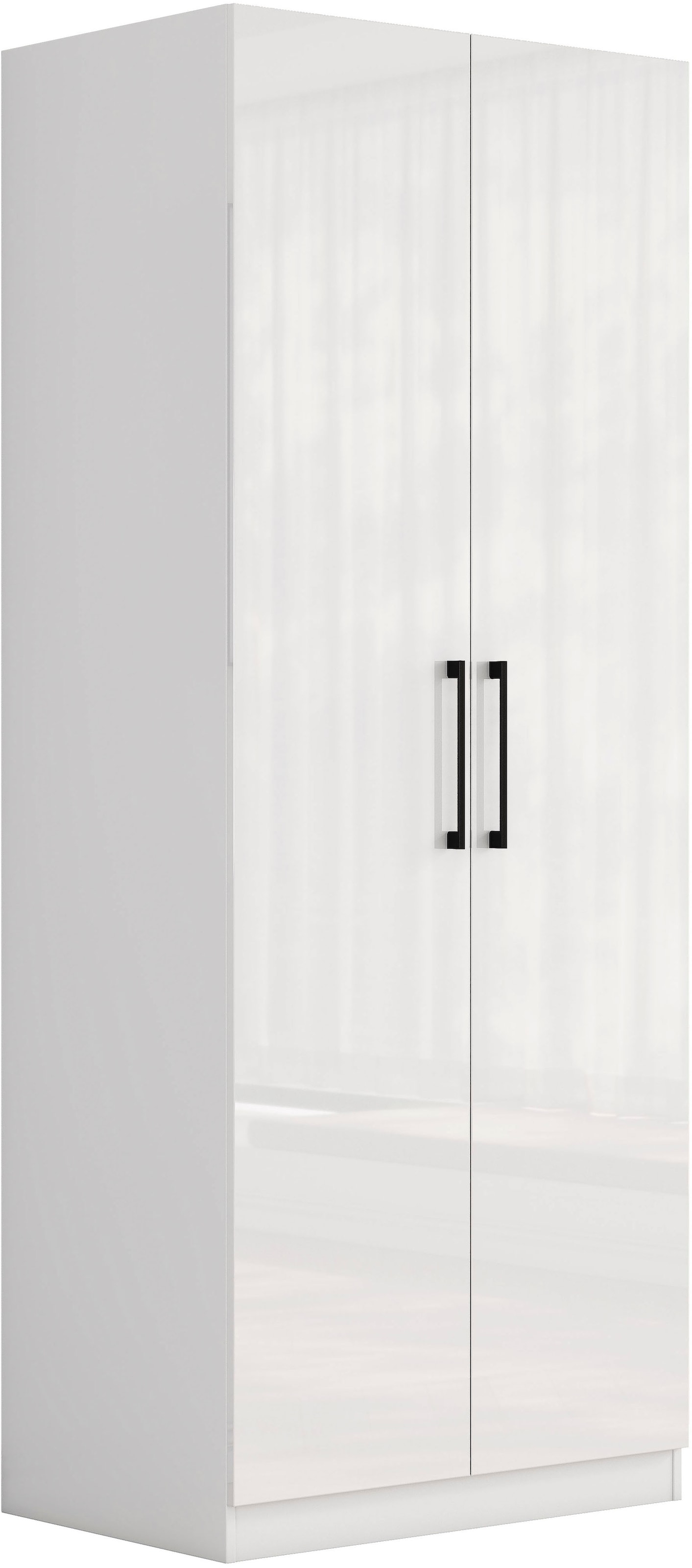 GOODproduct Armoires à vêtements »Sylt Schlafzimmerschrank Garderobe Schrank hochglanz« Poignées métalliques haut de gamme en noir,  armoire à portes tournantes avec aménagement intérieur parfait, largeur 80cm