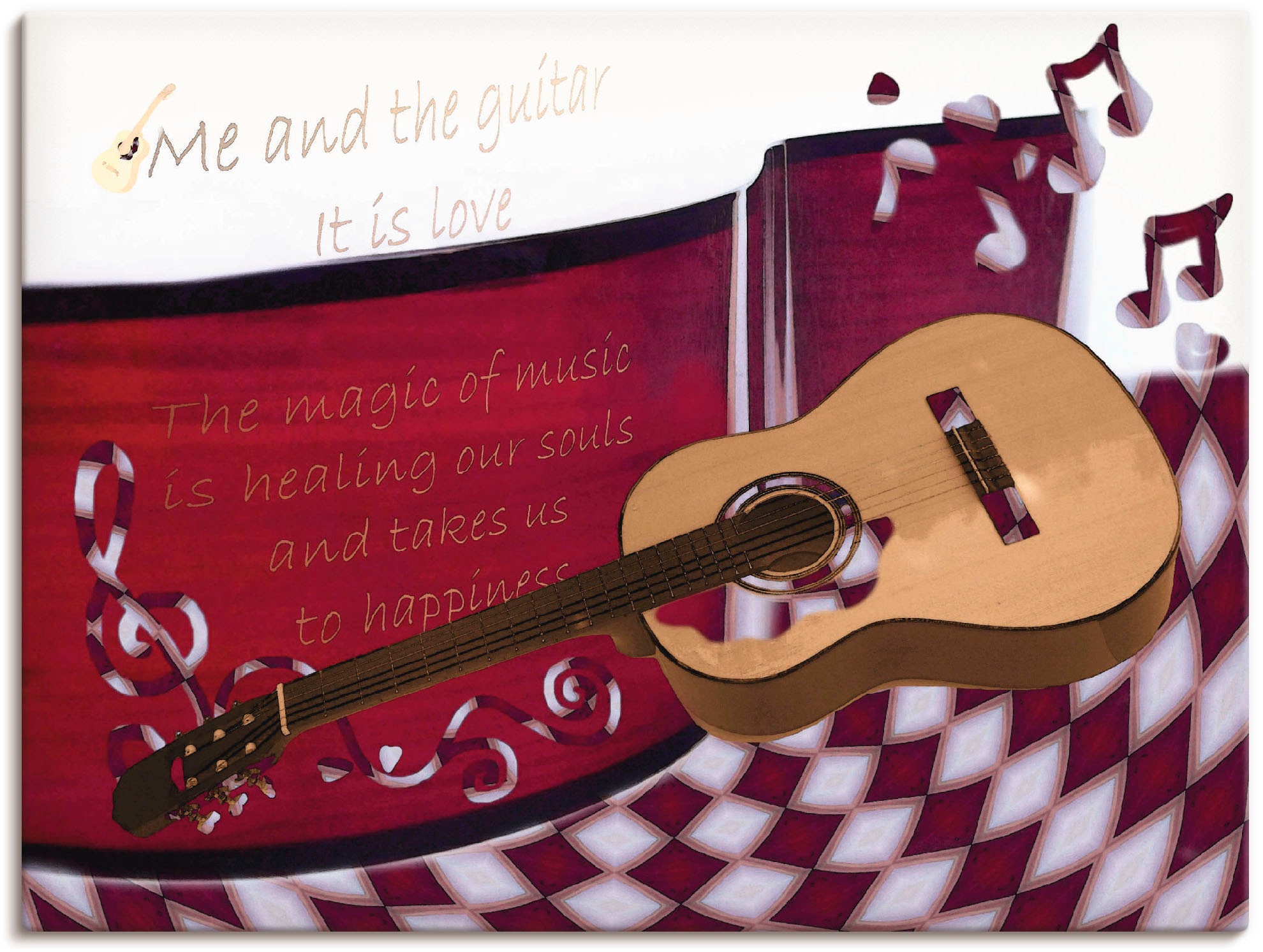 Image of Artland Wandbild »Die Gitarre und Ich«, Instrumente, (1 St.), in vielen Grössen & Produktarten - Alubild / Outdoorbild für den Aussenbereich, Leinwandbild, Poster, Wandaufkleber / Wandtattoo auch für Badezimmer geeignet bei Ackermann Versand Schweiz