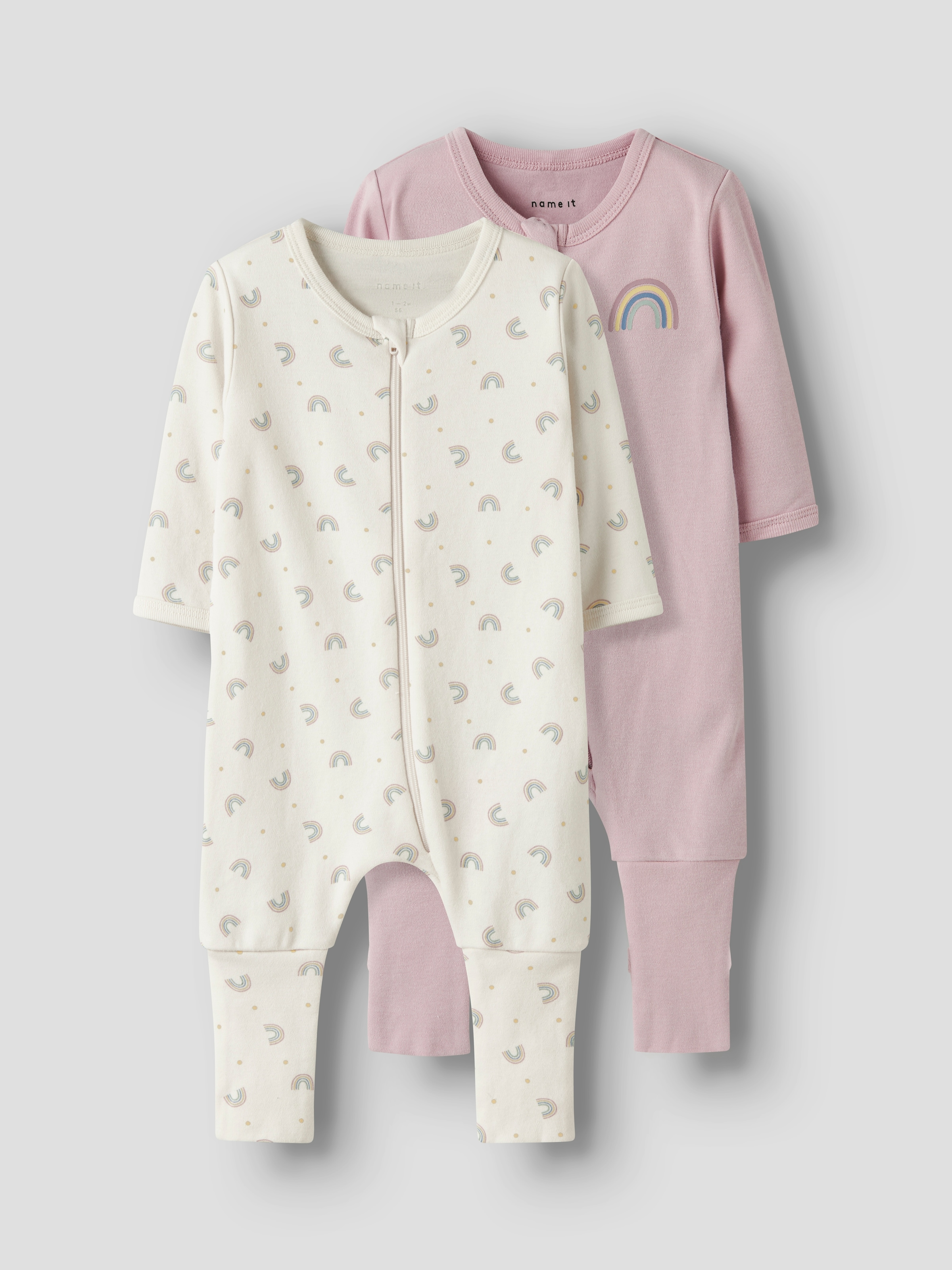 Image of Name It Schlafanzug "NBFNIGHTSUIT 2P ZIP FF JET RAINBOW NOOS" Packung, 2 tlg.
