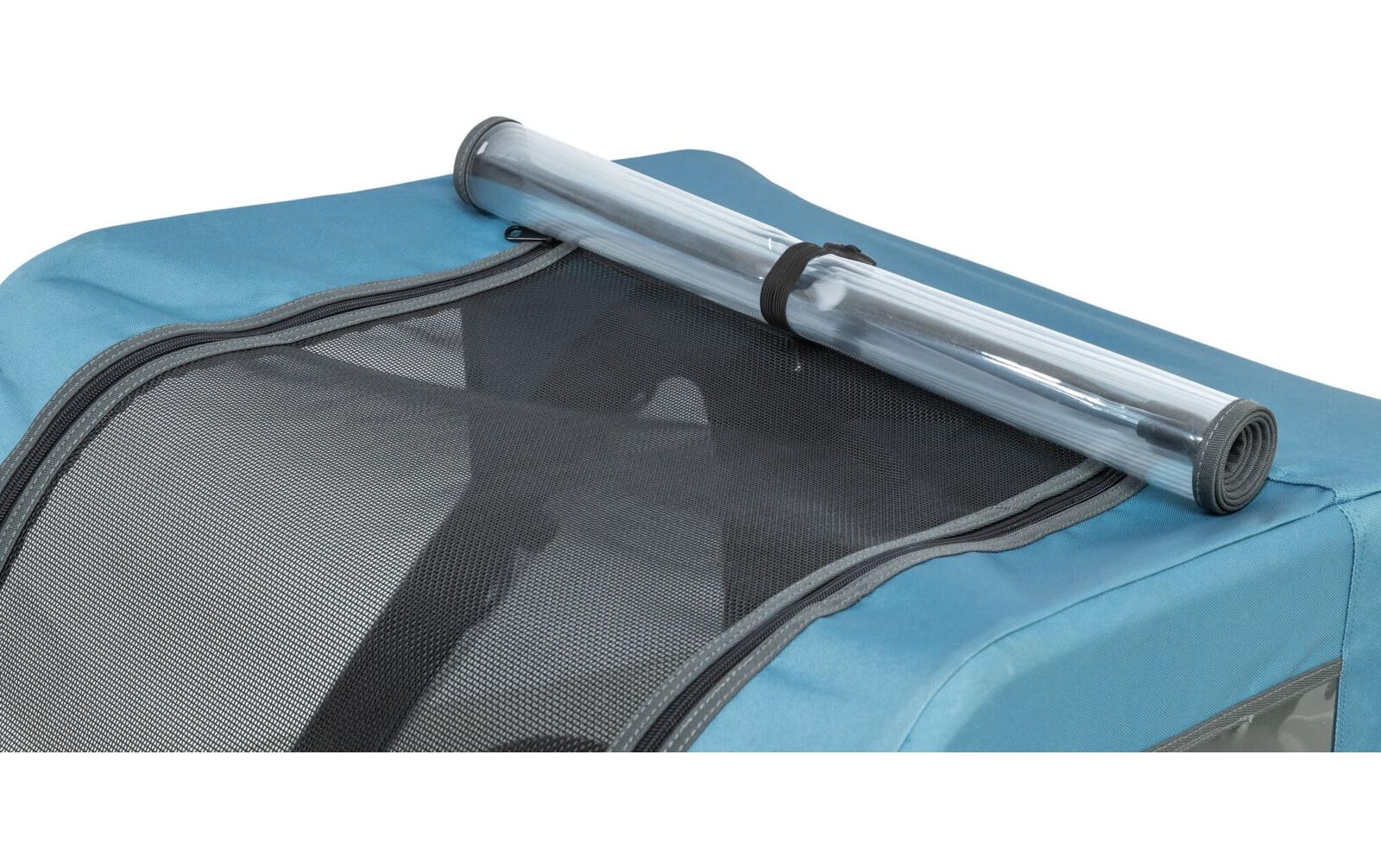 TRIXIE Panier de vélo pour animaux »Fahrradanhänger Blau-Grau, 81 x 102 x 102/145 cm«