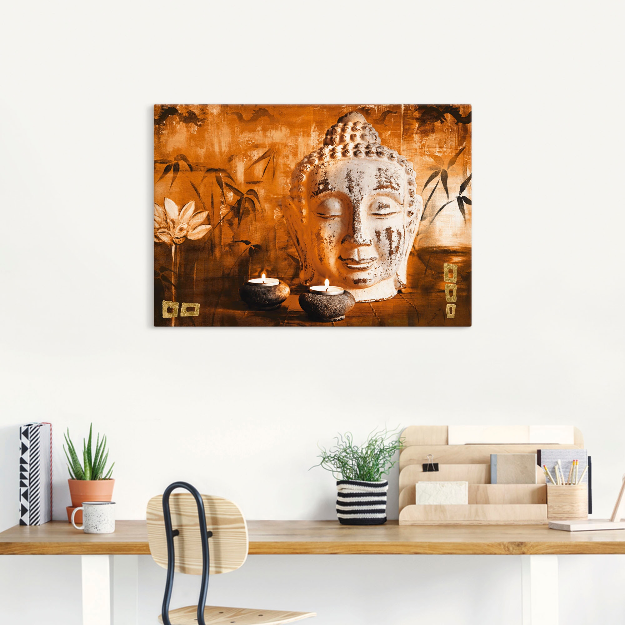 Artland Wandbild »Buddha mit Kerzen«, Religion, (1 St.), als Leinwandbild, Poster in verschied. Grössen