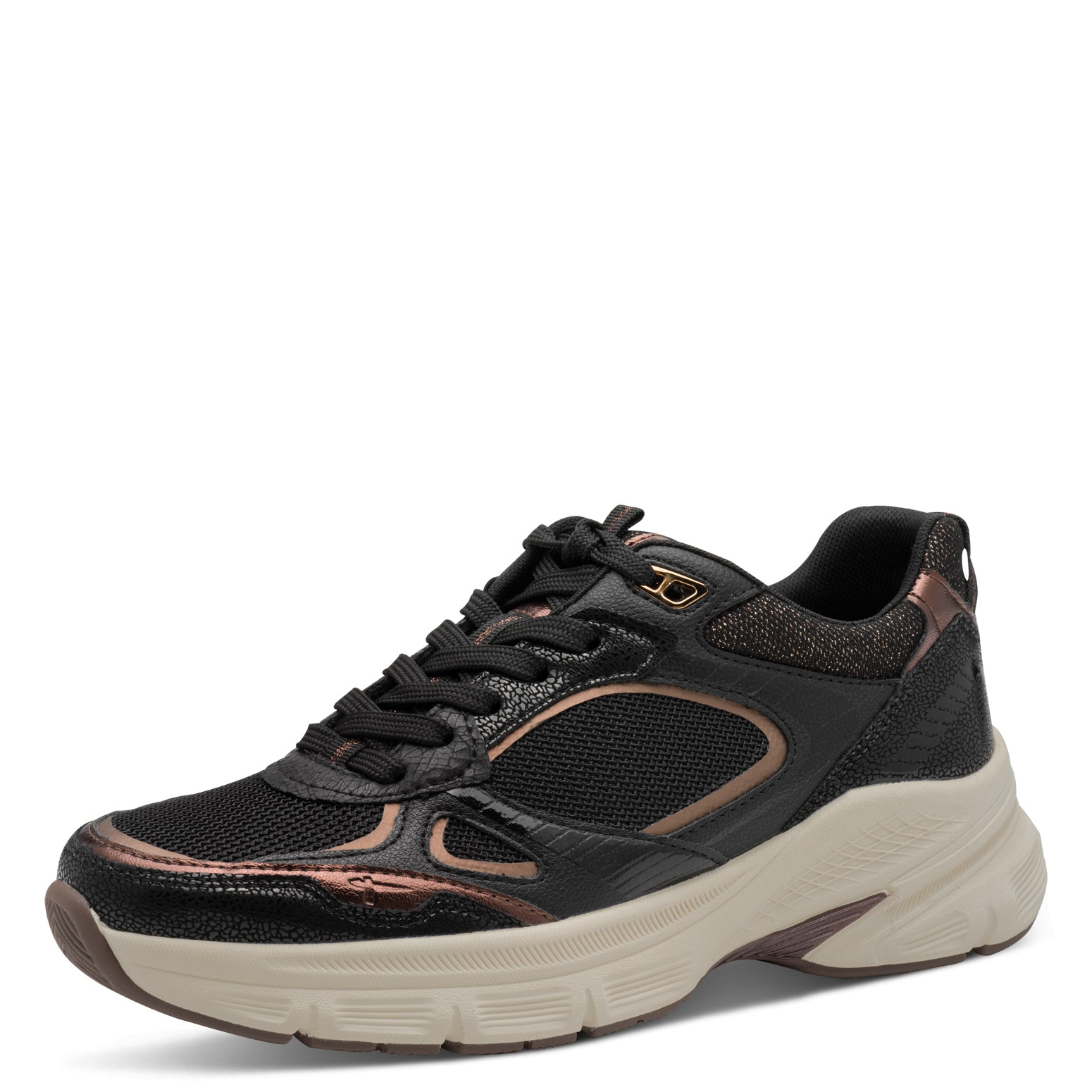 Image of Tamaris Plateausneaker, Freizeitschuh, Halbschuh, Schnürer, Details in Metallicoptik