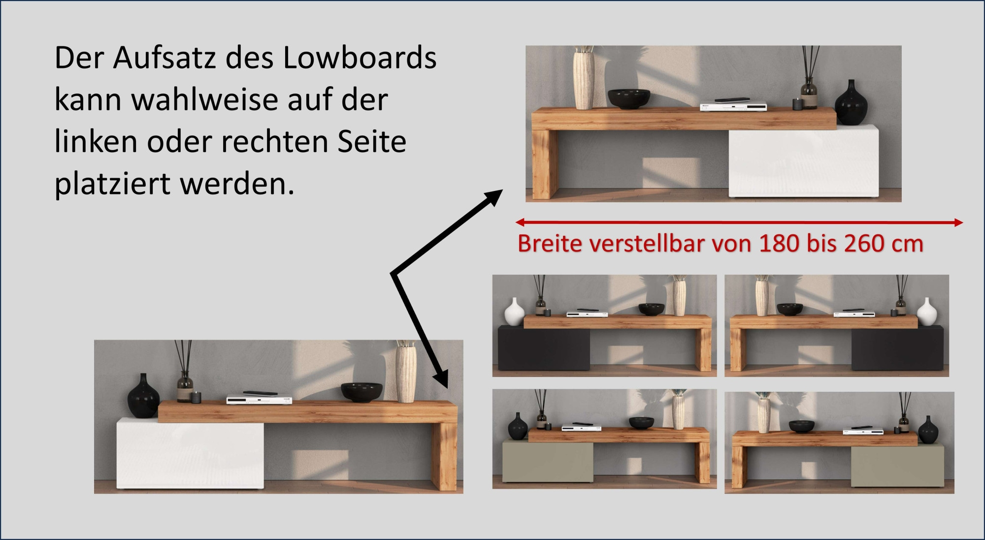 INOSIGN TV-Wand »Chronos TV-Set, Wohnwand – Elemente frei platzierbar, Made in Italy« Set, 3-er set, 3 Stk. tlg.