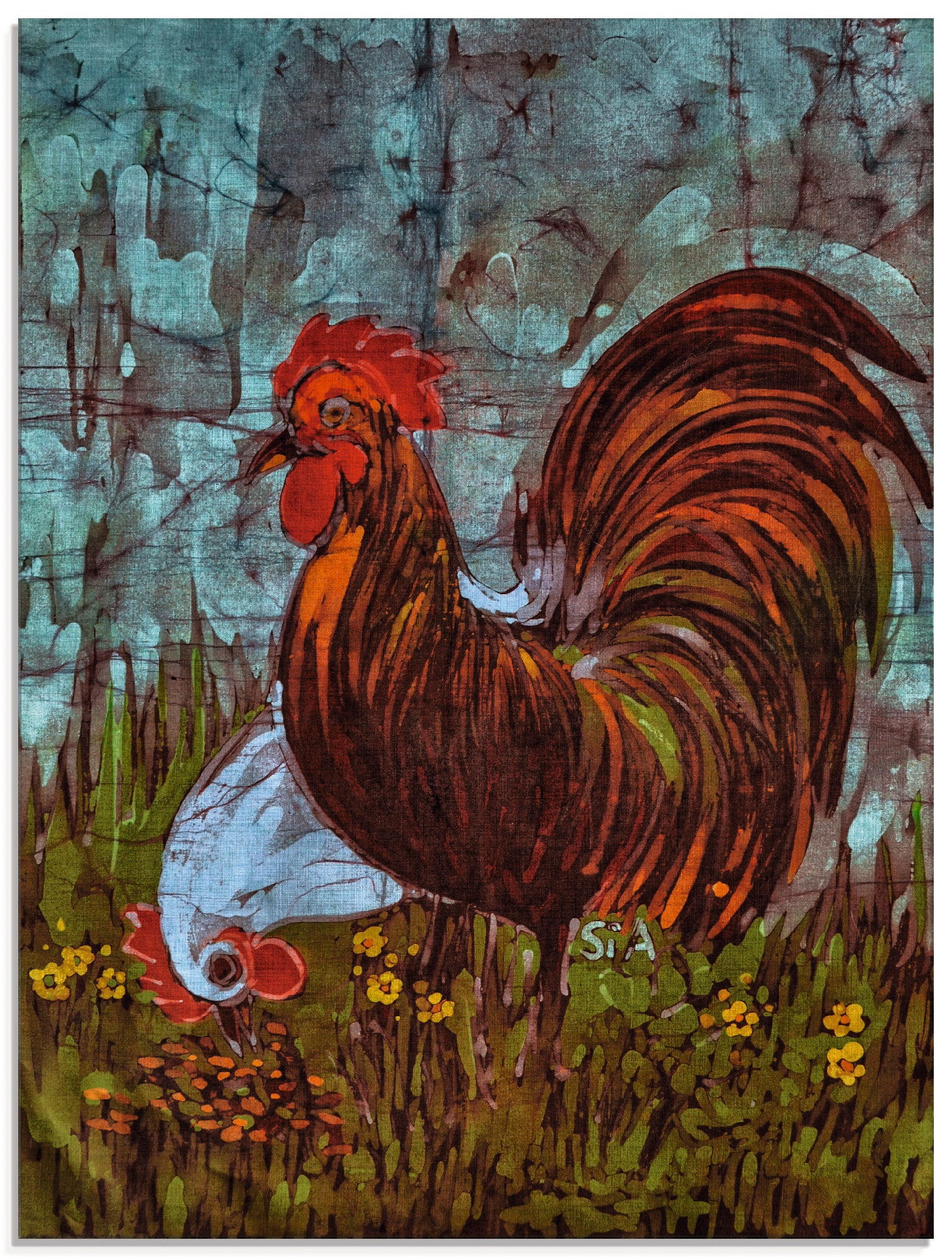 Image of Artland Glasbild »Zweisam - Hahn und Henne«, Vögel, (1 St.) bei Ackermann Versand Schweiz